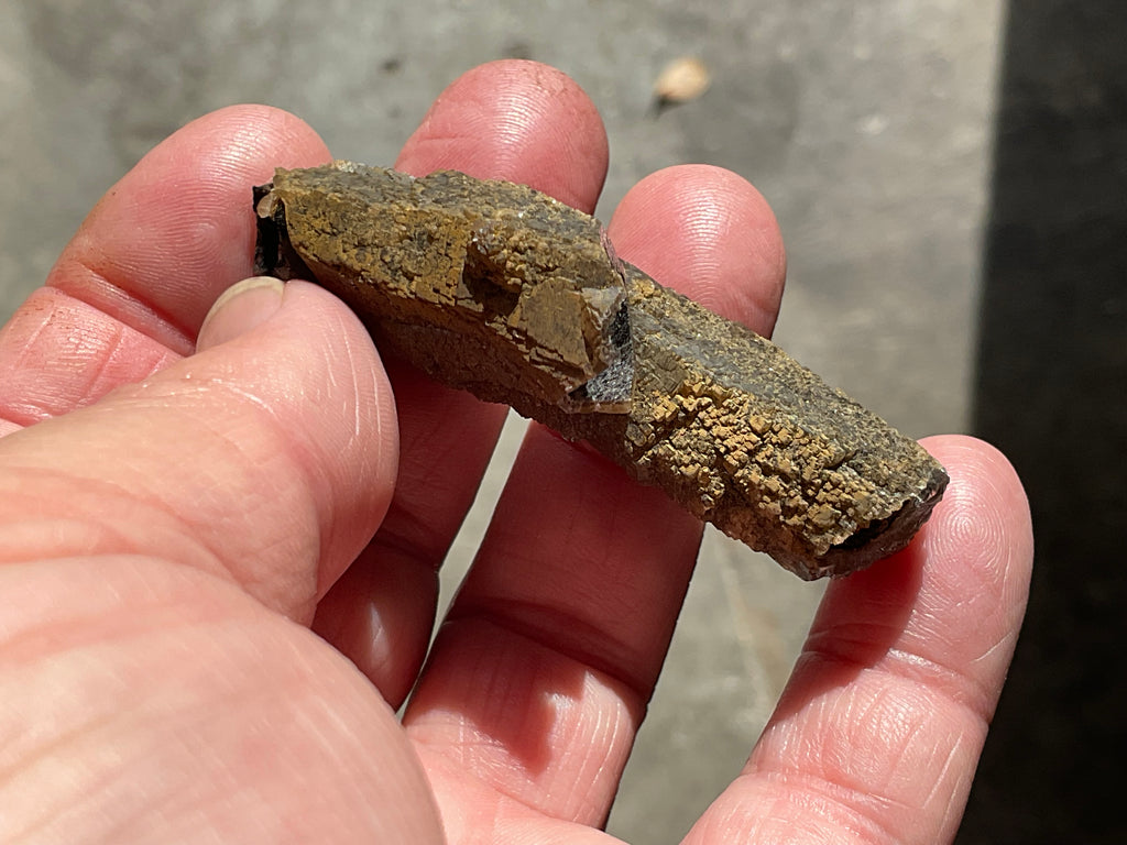 18g Stepped Brown Calcite Tube with Graphite Specimen 4B