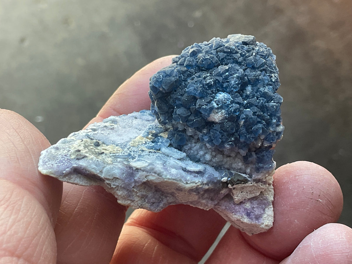 46g Blueberry Fluorite on Spirit Quartz Specimen 1B