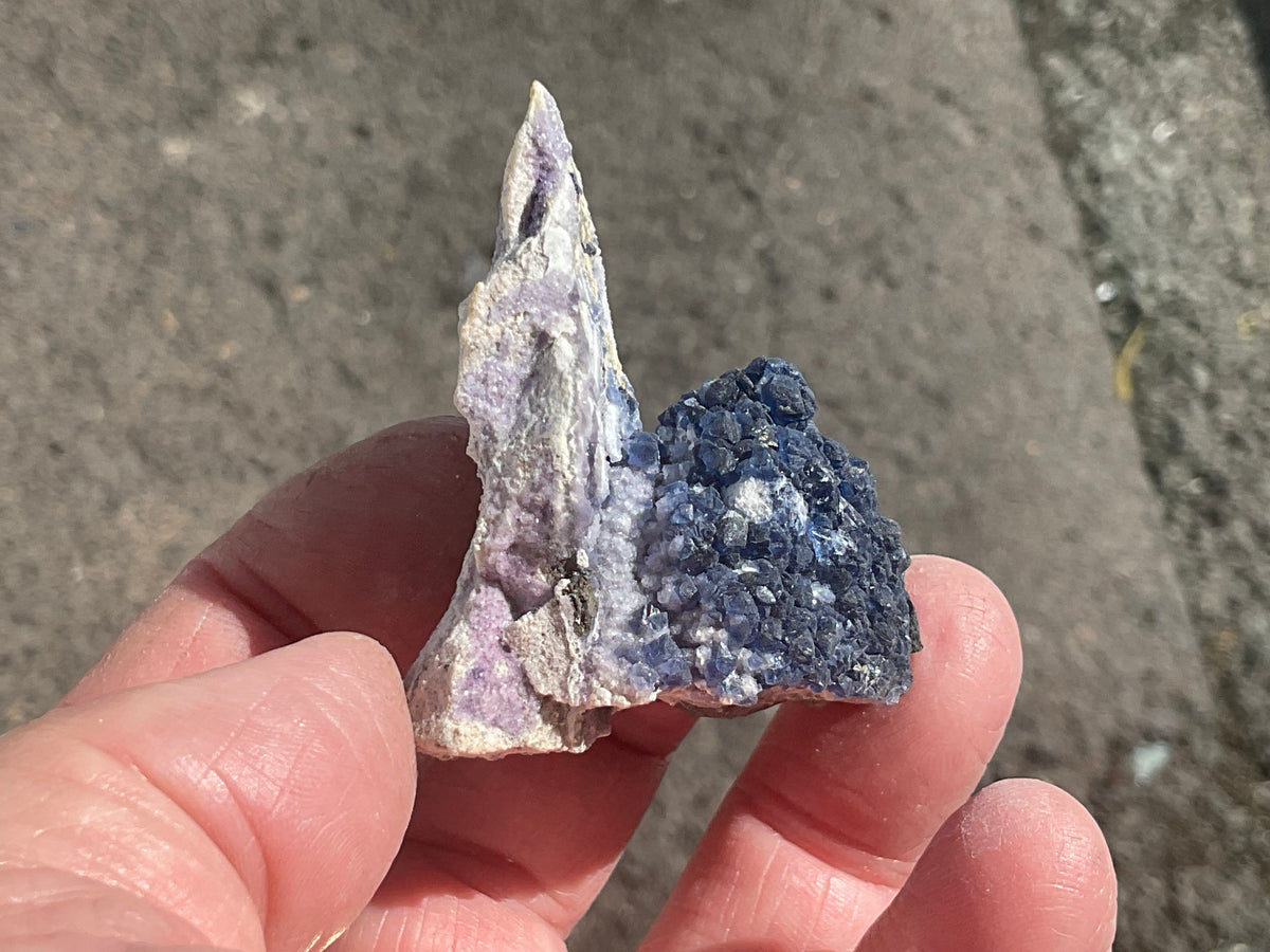 46g Blueberry Fluorite on Spirit Quartz Specimen 1B