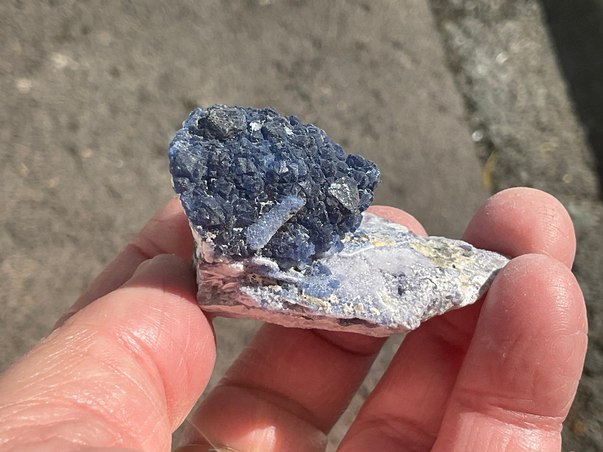46g Blueberry Fluorite on Spirit Quartz Specimen 1B