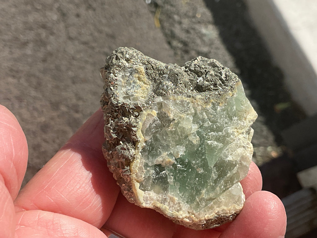 100g Pyrite Encrusted Fluorite Specimen B from Hunan, China