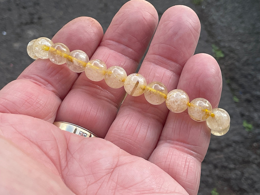 8mm Golden Rutile Quartz Bead Bracelet A