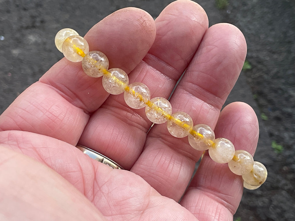 8mm Golden Rutile Quartz Bead Bracelet A