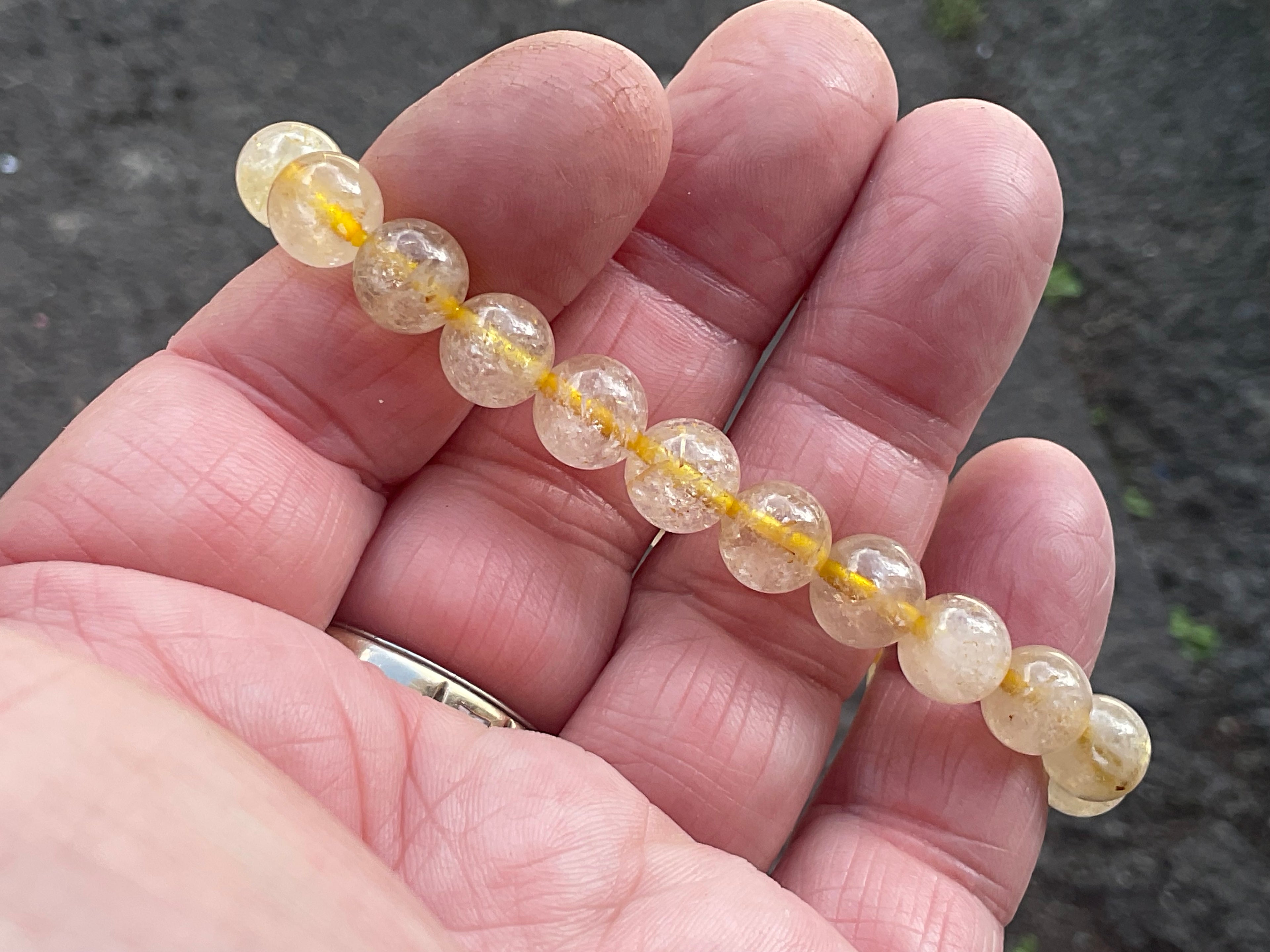 8mm Golden Rutile Quartz Bead Bracelet A