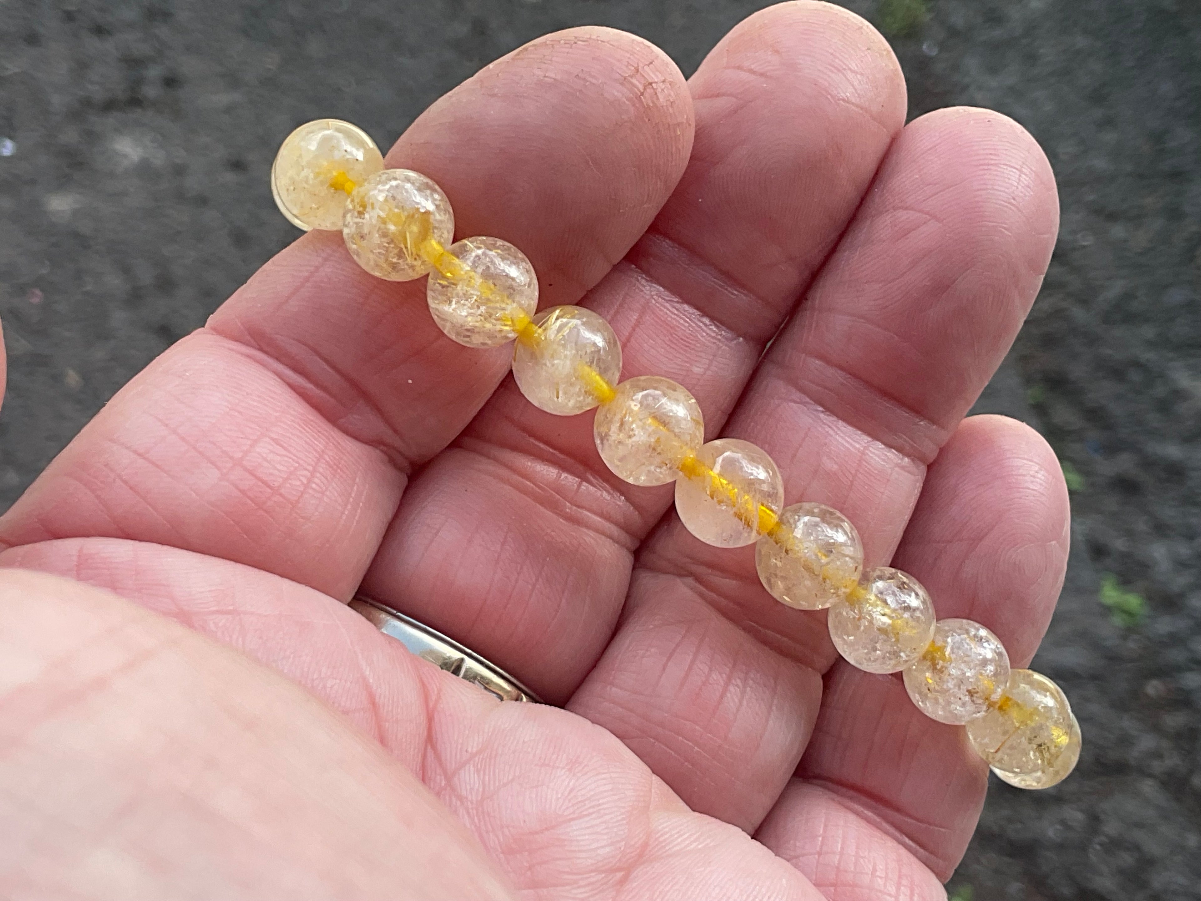 8mm Golden Rutile Quartz Bead Bracelet A