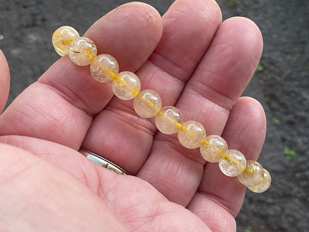 8mm Golden Rutile Quartz Bead Bracelet A