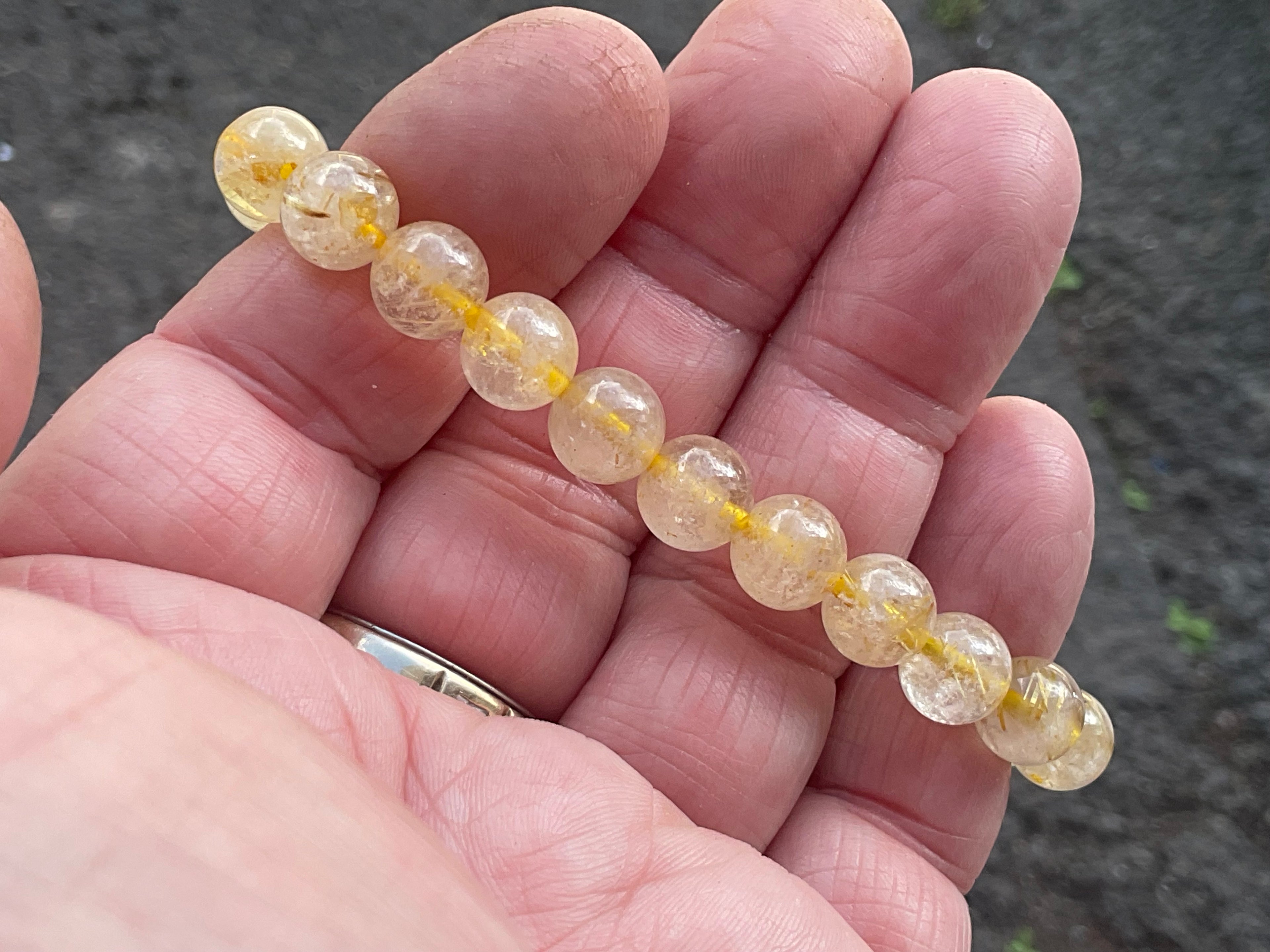 8mm Golden Rutile Quartz Bead Bracelet A