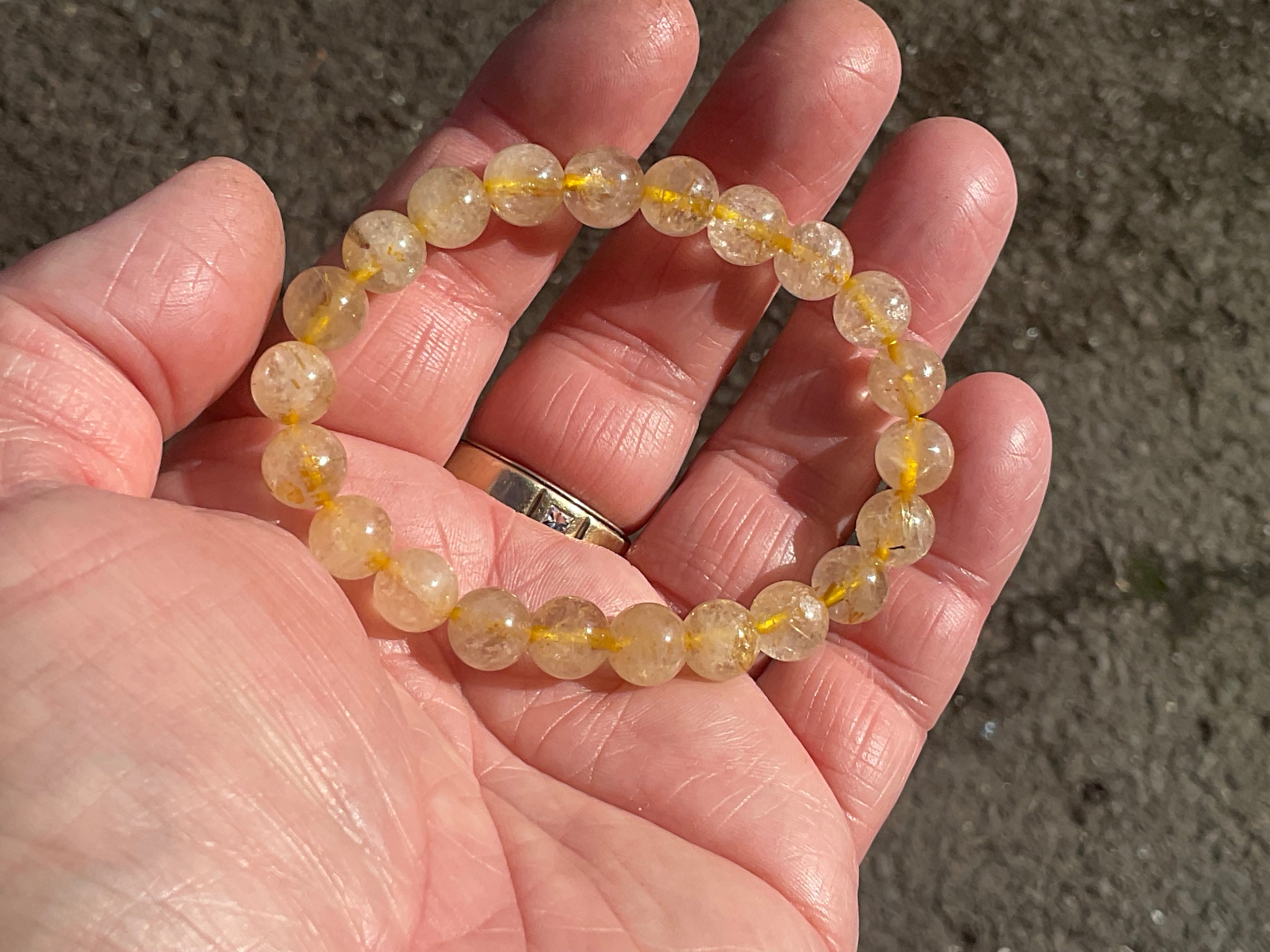 8mm Golden Rutile Quartz Bead Bracelet A