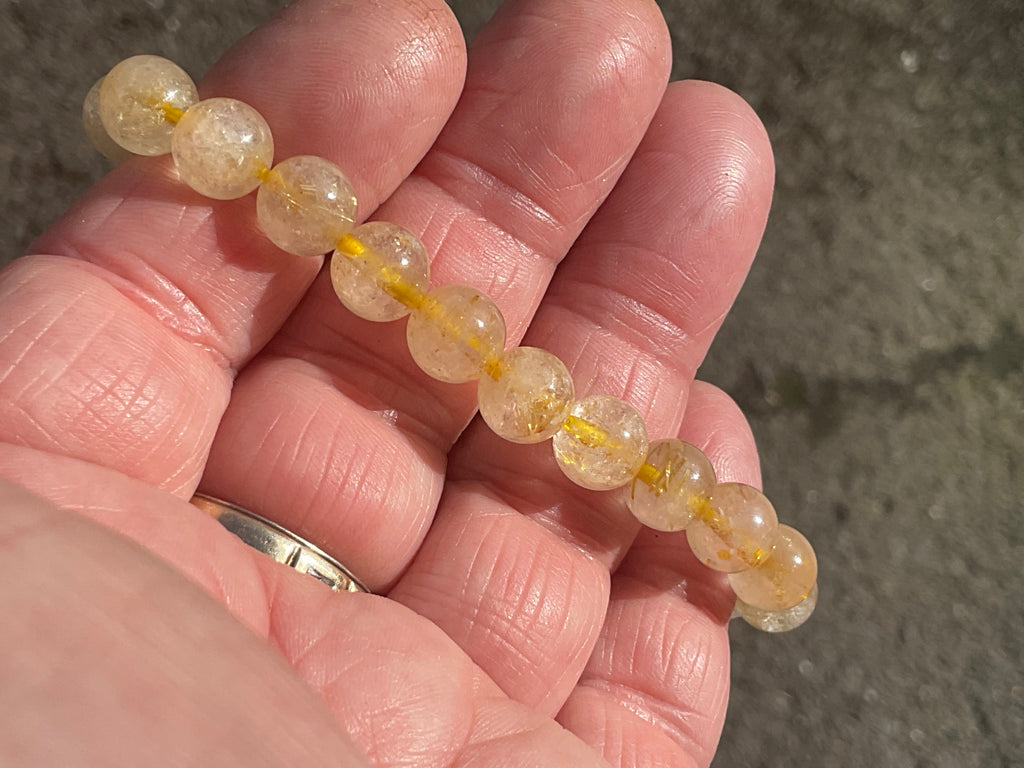 8mm Golden Rutile Quartz Bead Bracelet A