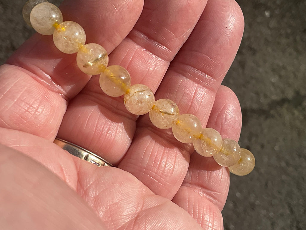 8mm Golden Rutile Quartz Bead Bracelet A
