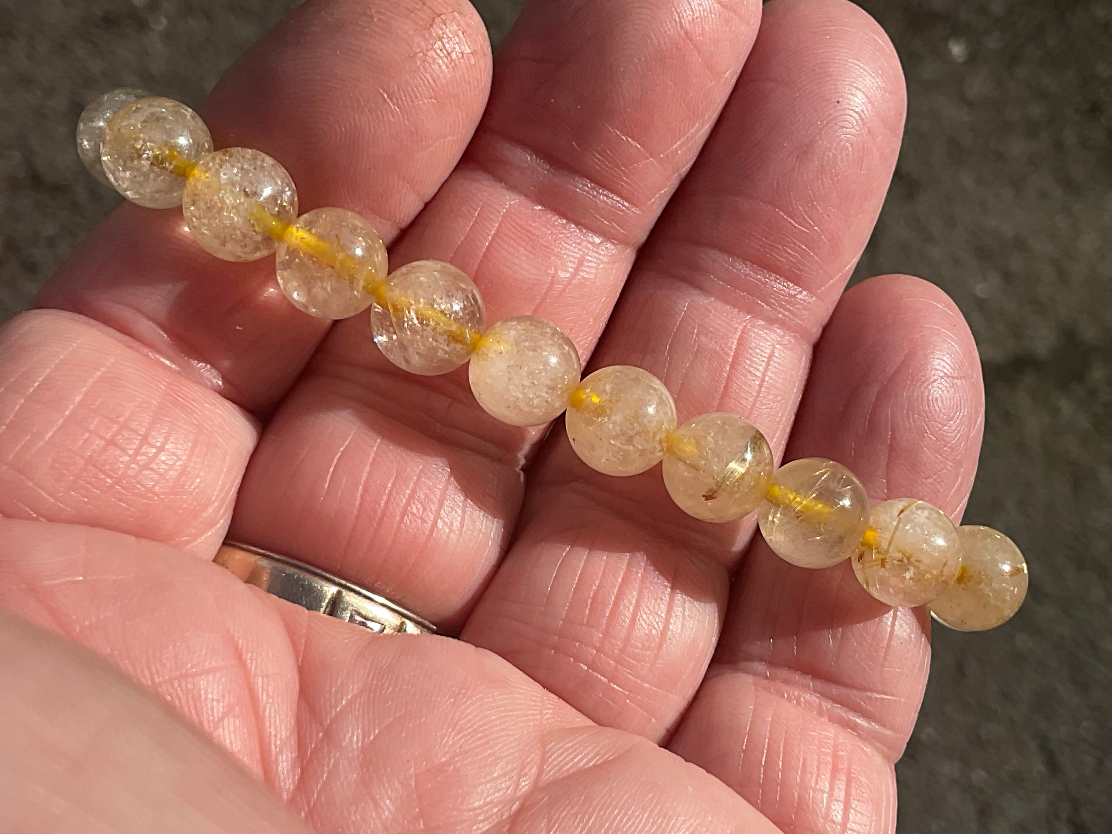 8mm Golden Rutile Quartz Bead Bracelet A