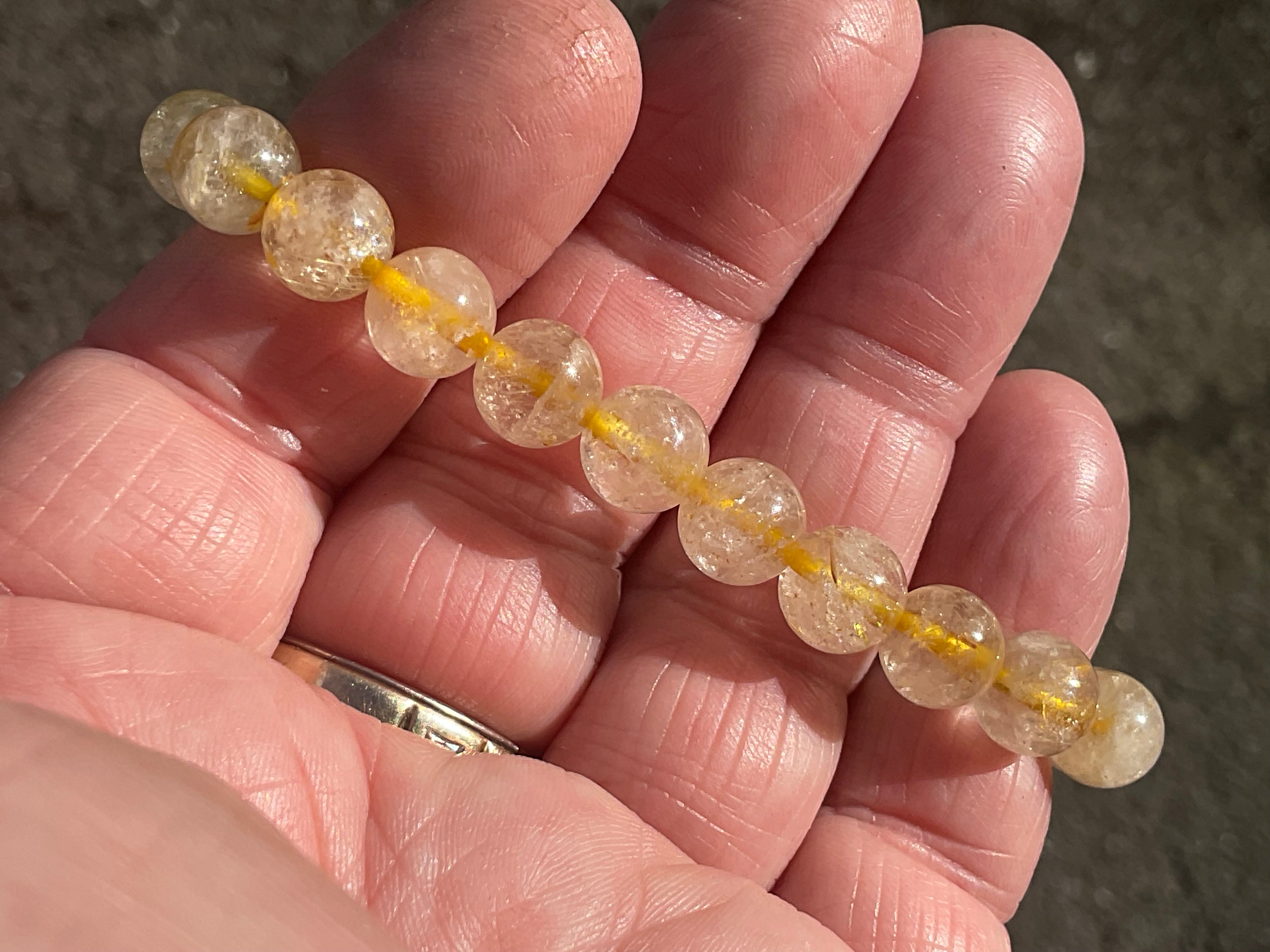 8mm Golden Rutile Quartz Bead Bracelet A