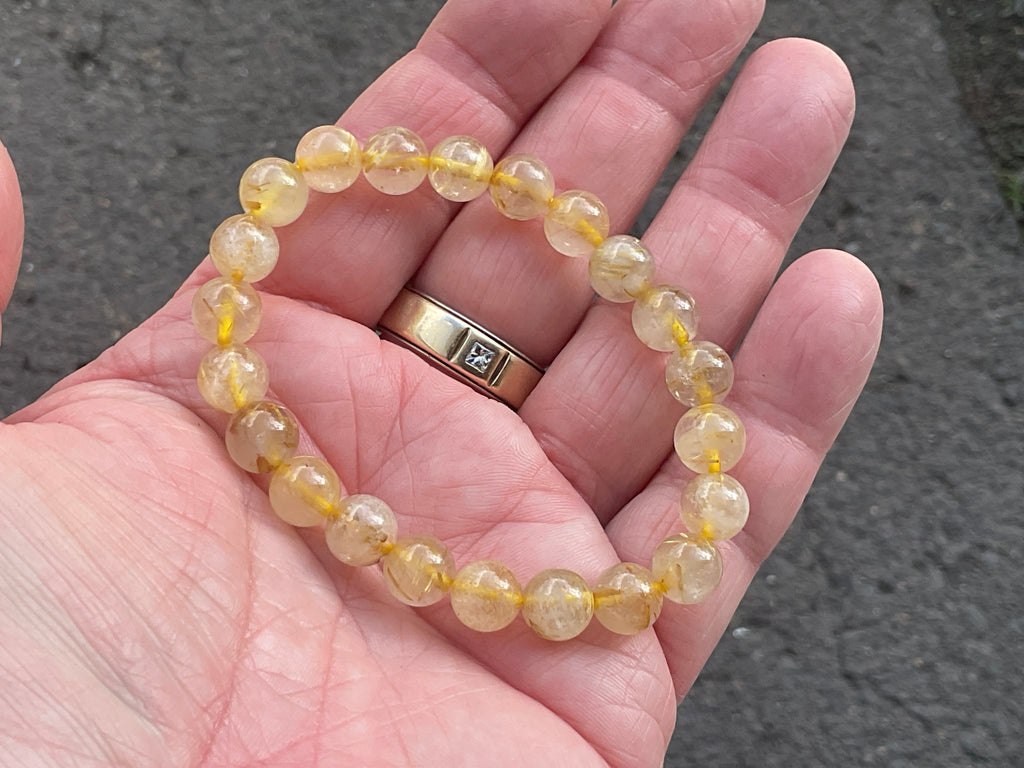8mm Golden Rutile Quartz Bead Bracelet B