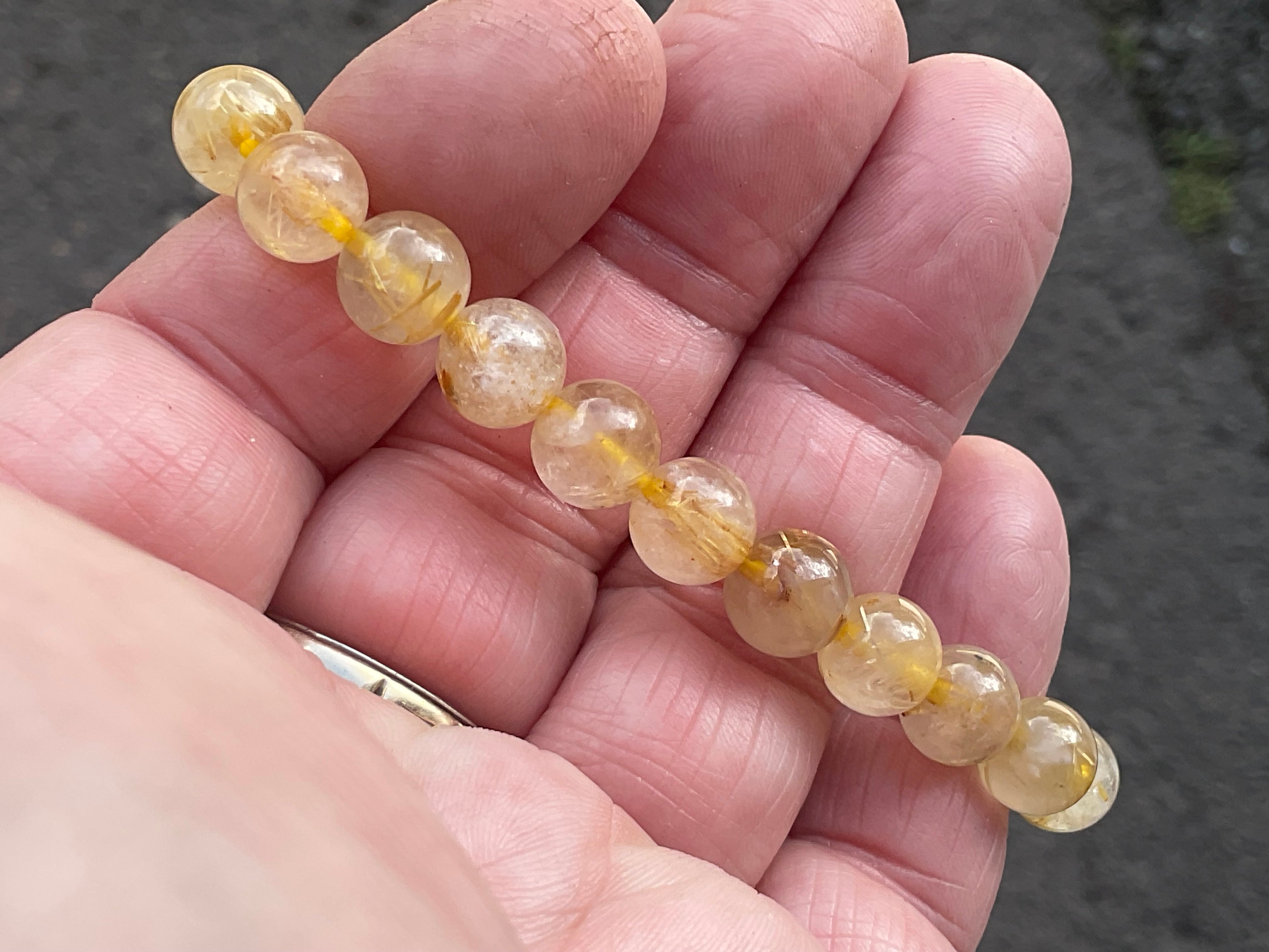 8mm Golden Rutile Quartz Bead Bracelet B