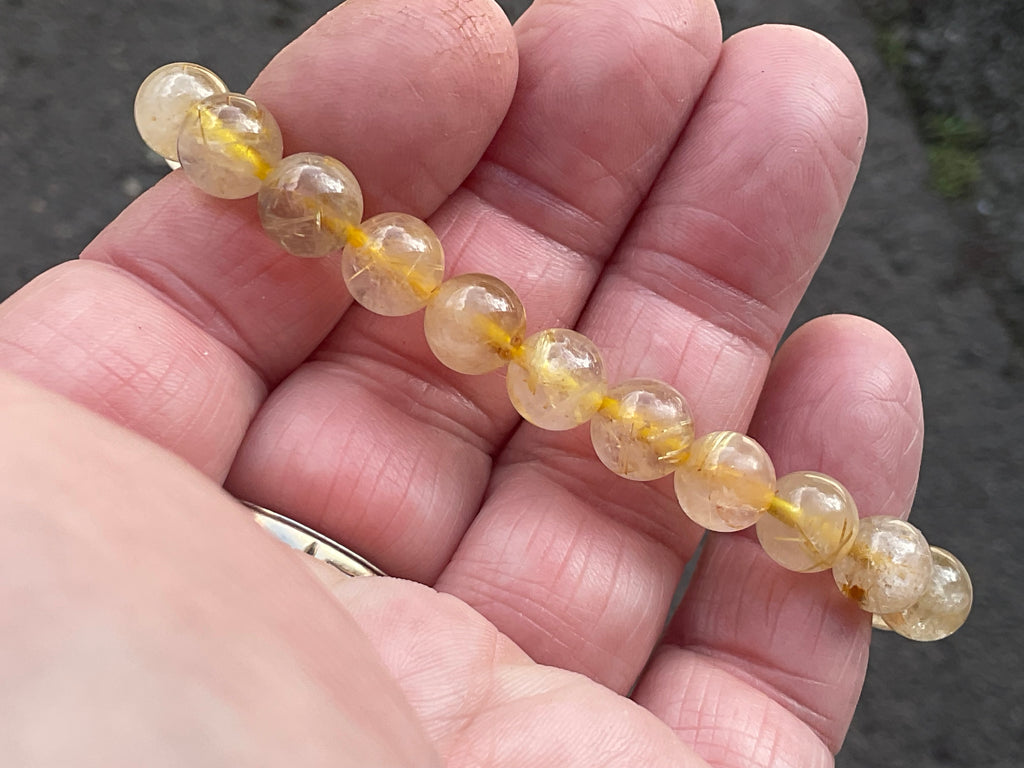 8mm Golden Rutile Quartz Bead Bracelet B