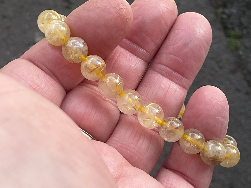 8mm Golden Rutile Quartz Bead Bracelet B