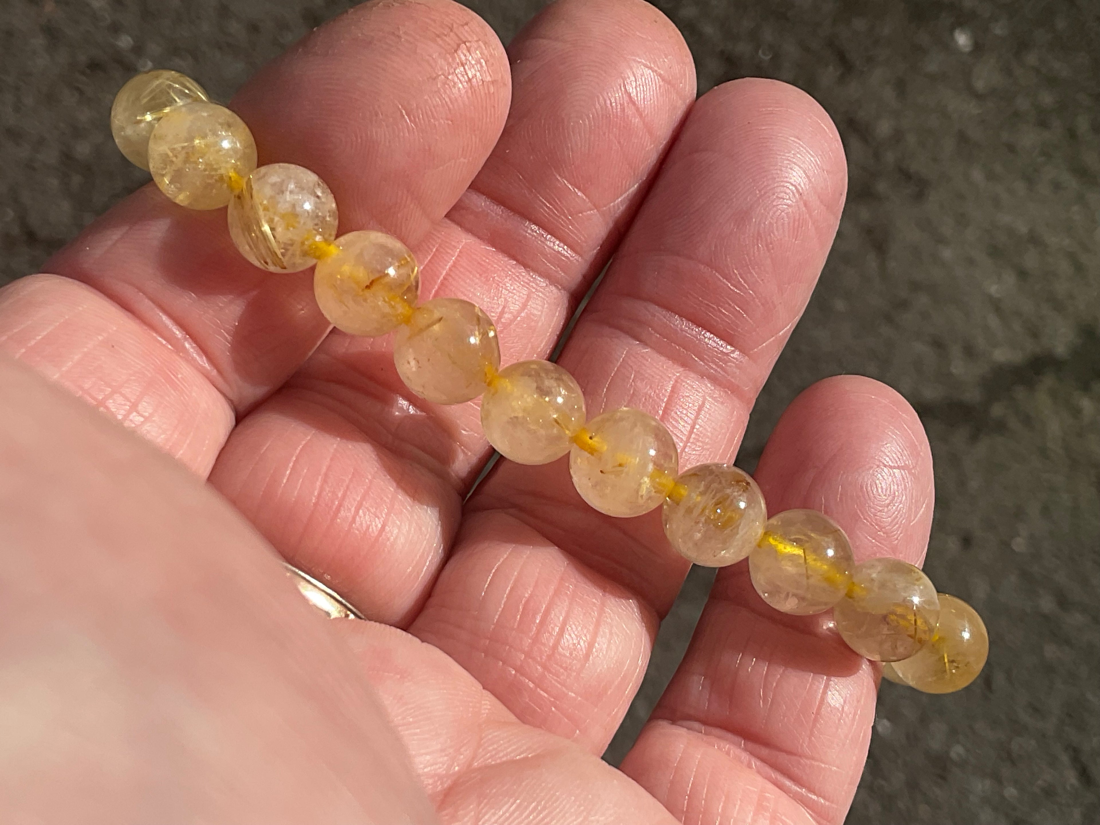 8mm Golden Rutile Quartz Bead Bracelet B