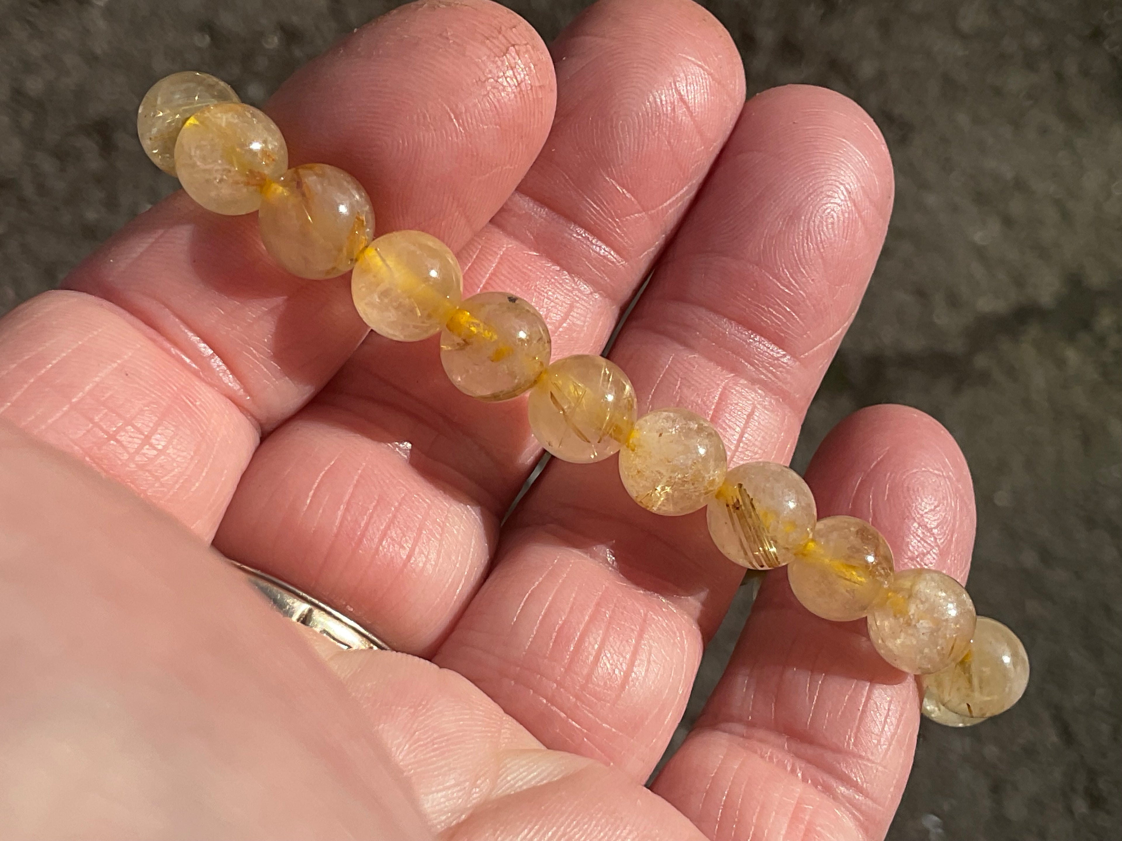 8mm Golden Rutile Quartz Bead Bracelet B
