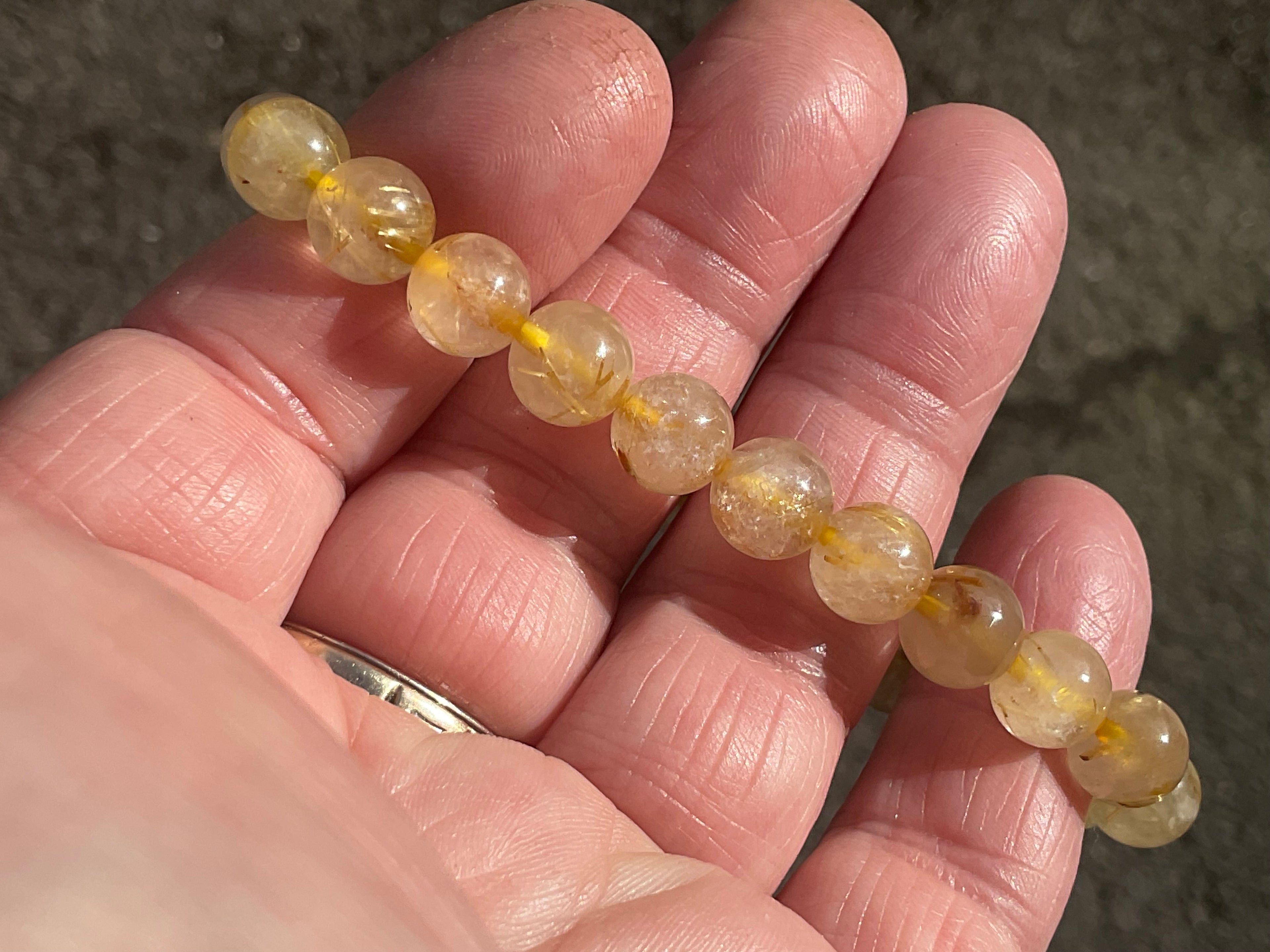 8mm Golden Rutile Quartz Bead Bracelet B