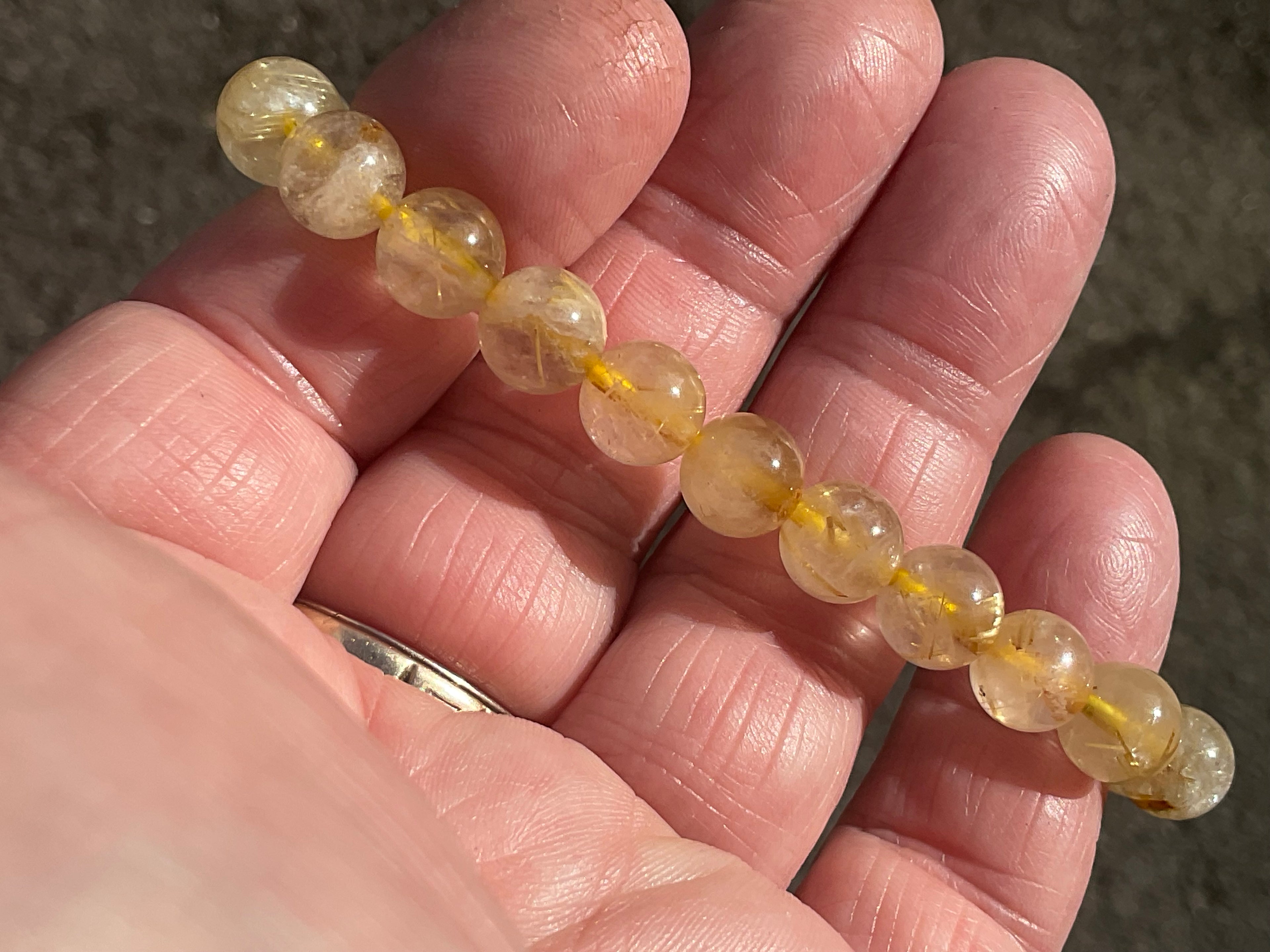 8mm Golden Rutile Quartz Bead Bracelet B