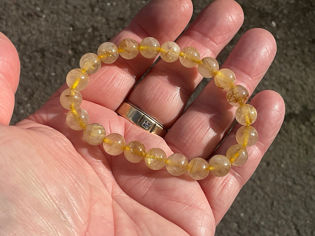 8mm Golden Rutile Quartz Bead Bracelet B