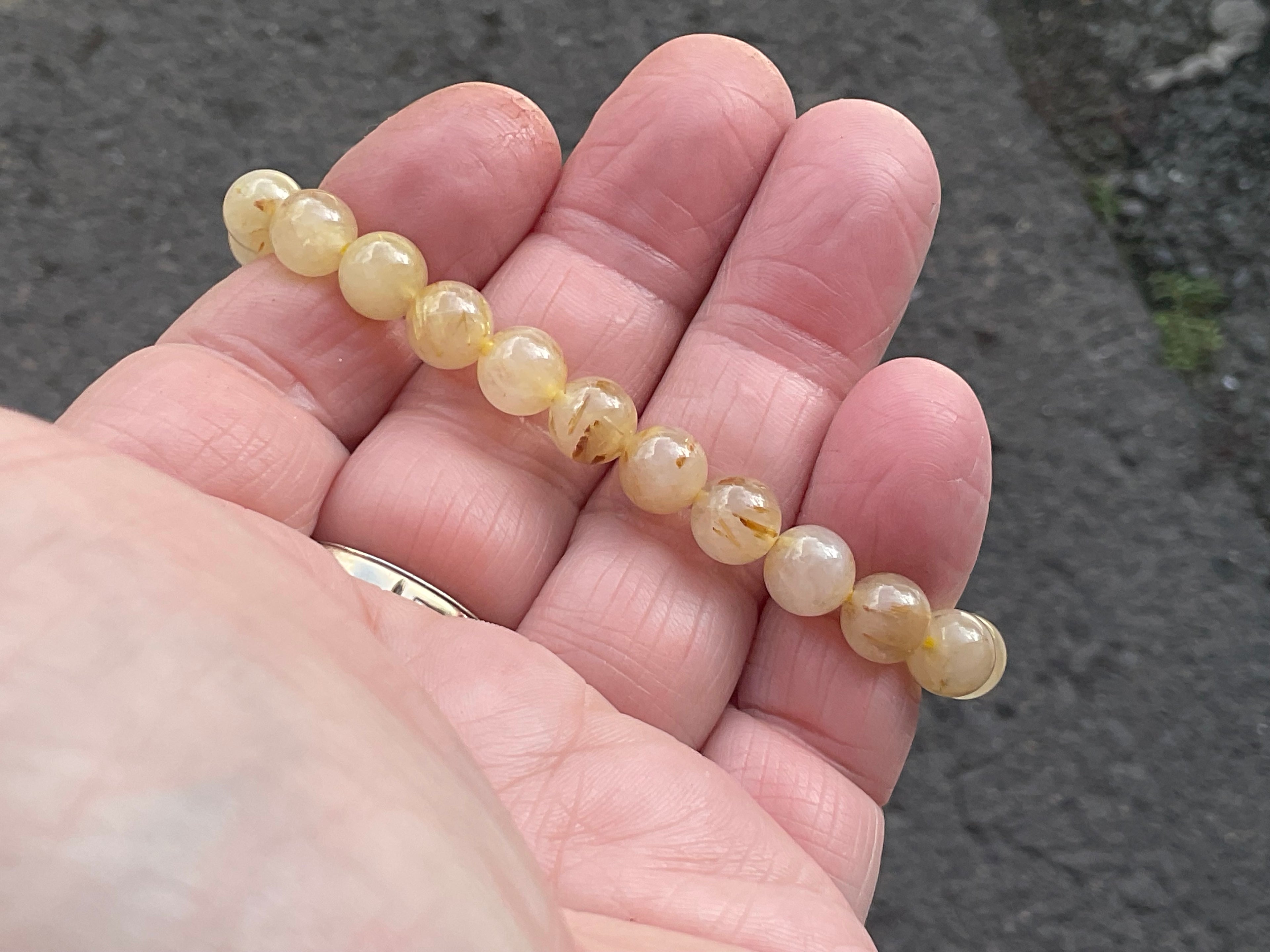 8mm Golden Rutile Quartz Bead Bracelet C