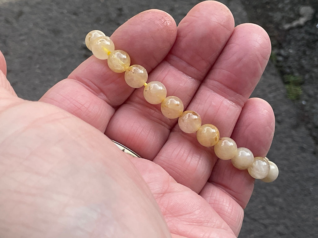 8mm Golden Rutile Quartz Bead Bracelet C