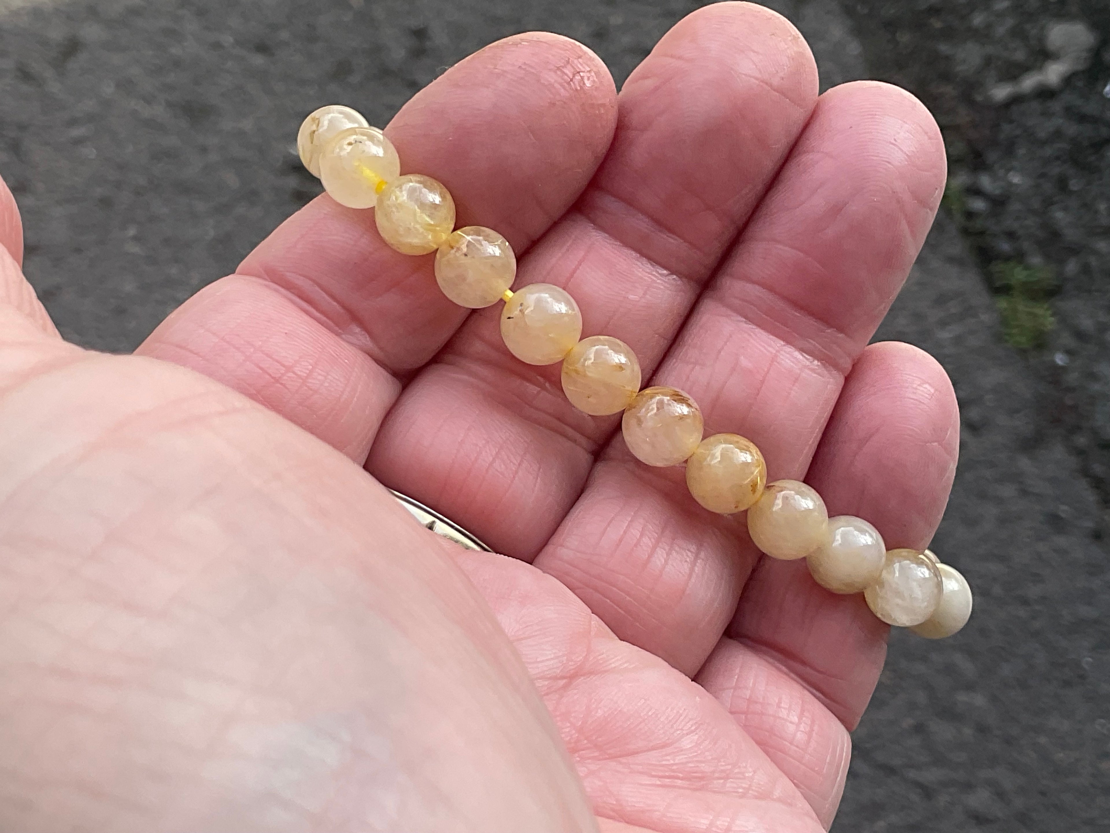8mm Golden Rutile Quartz Bead Bracelet C
