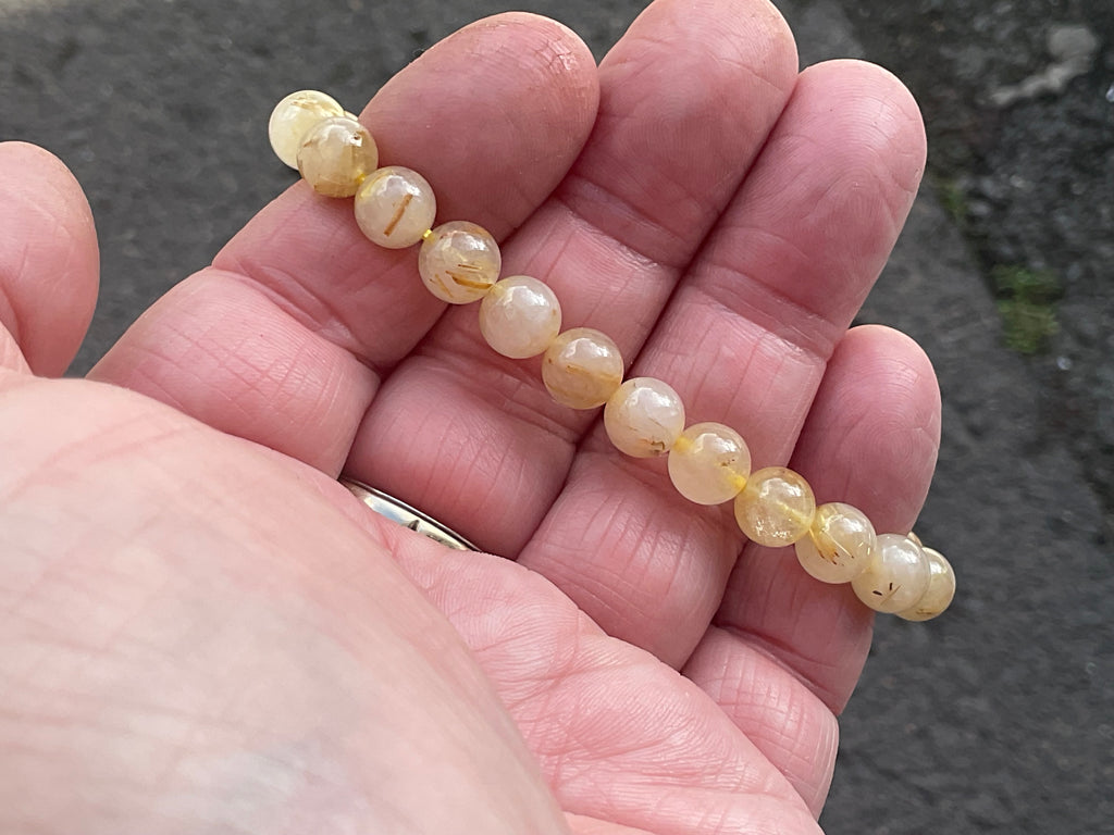 8mm Golden Rutile Quartz Bead Bracelet C