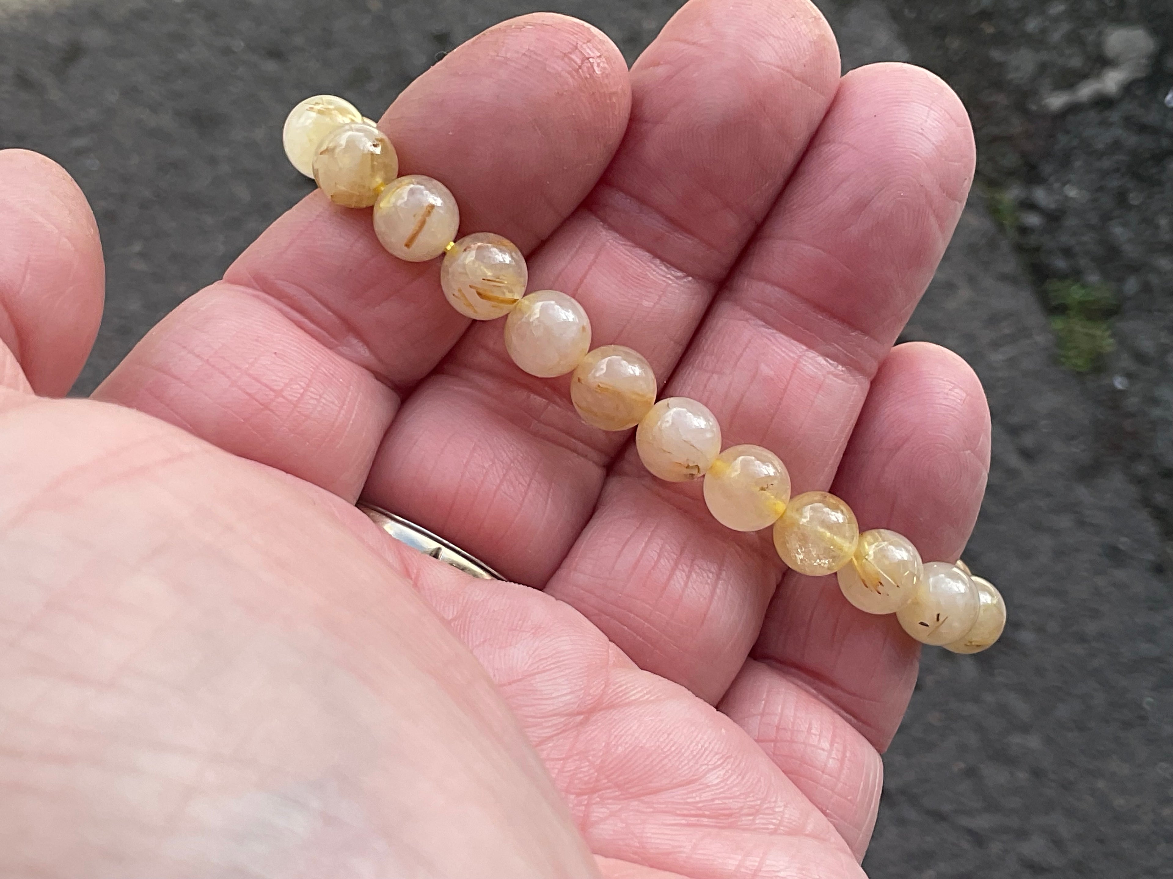 8mm Golden Rutile Quartz Bead Bracelet C