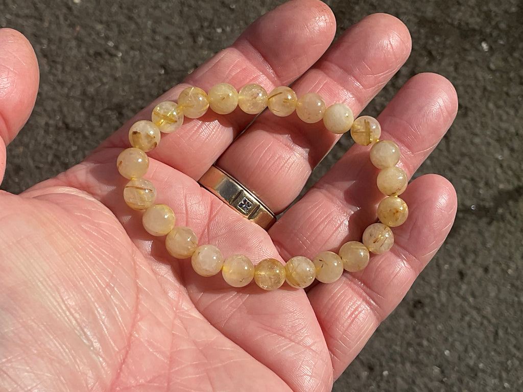 8mm Golden Rutile Quartz Bead Bracelet C