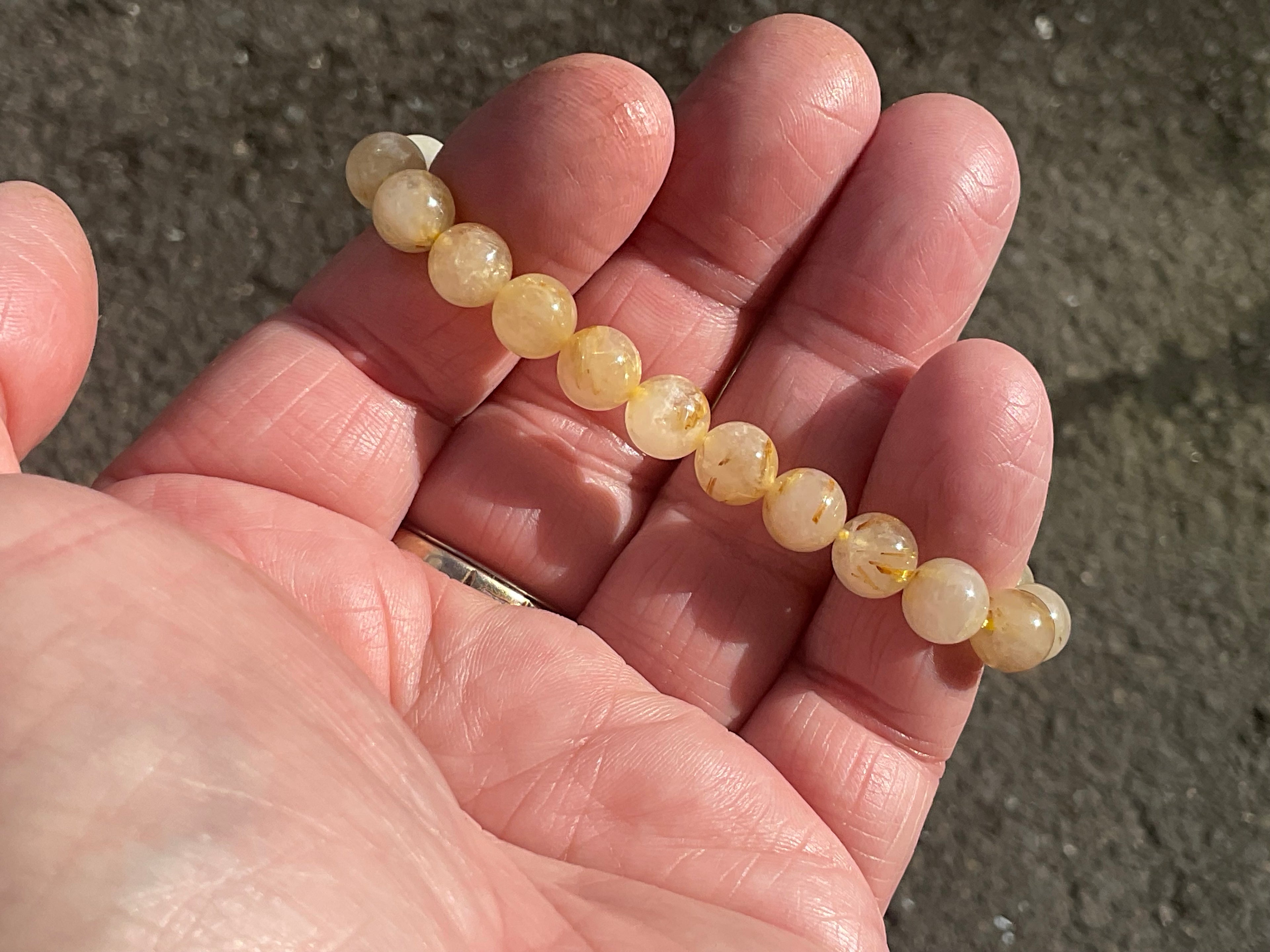 8mm Golden Rutile Quartz Bead Bracelet C