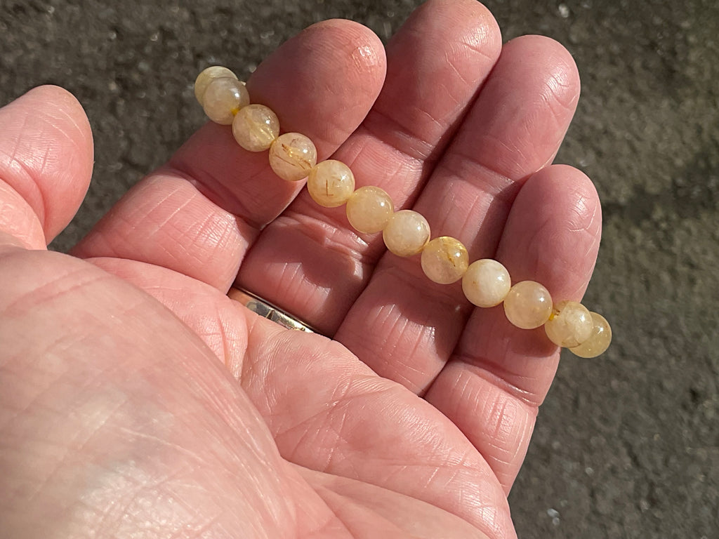 8mm Golden Rutile Quartz Bead Bracelet C
