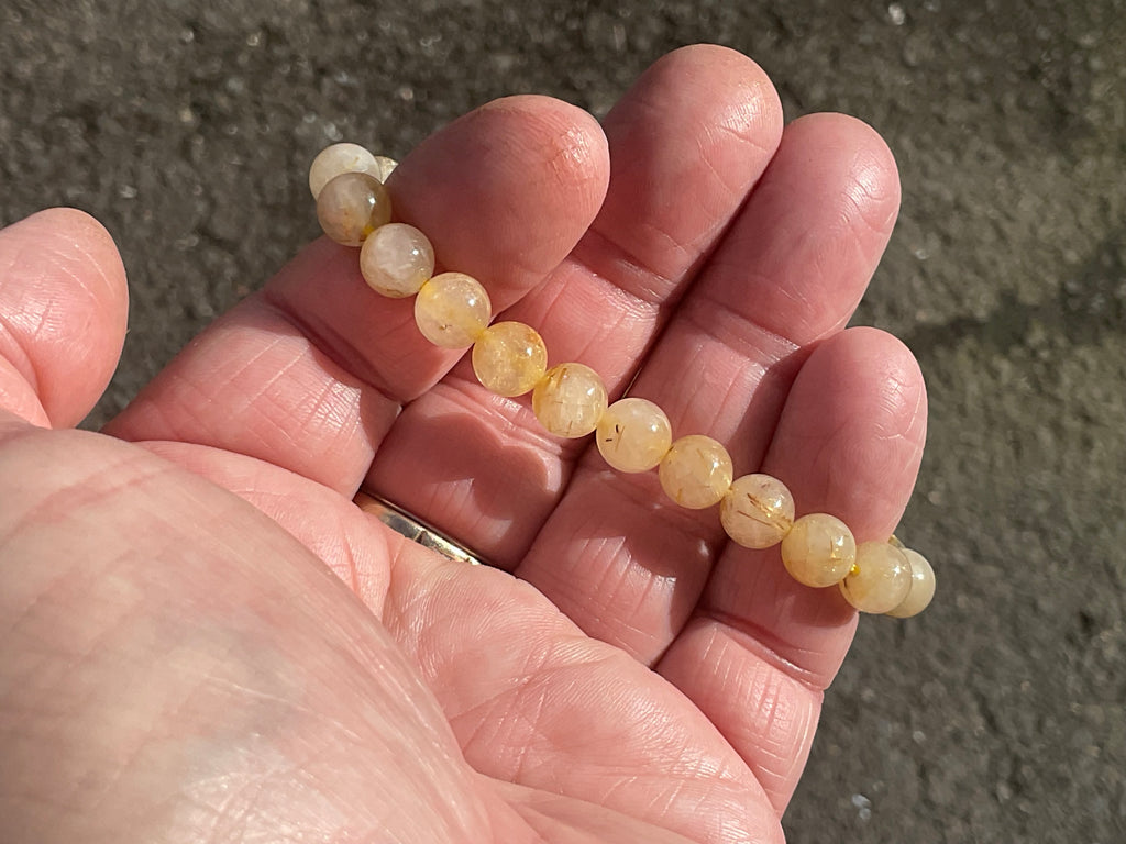8mm Golden Rutile Quartz Bead Bracelet C