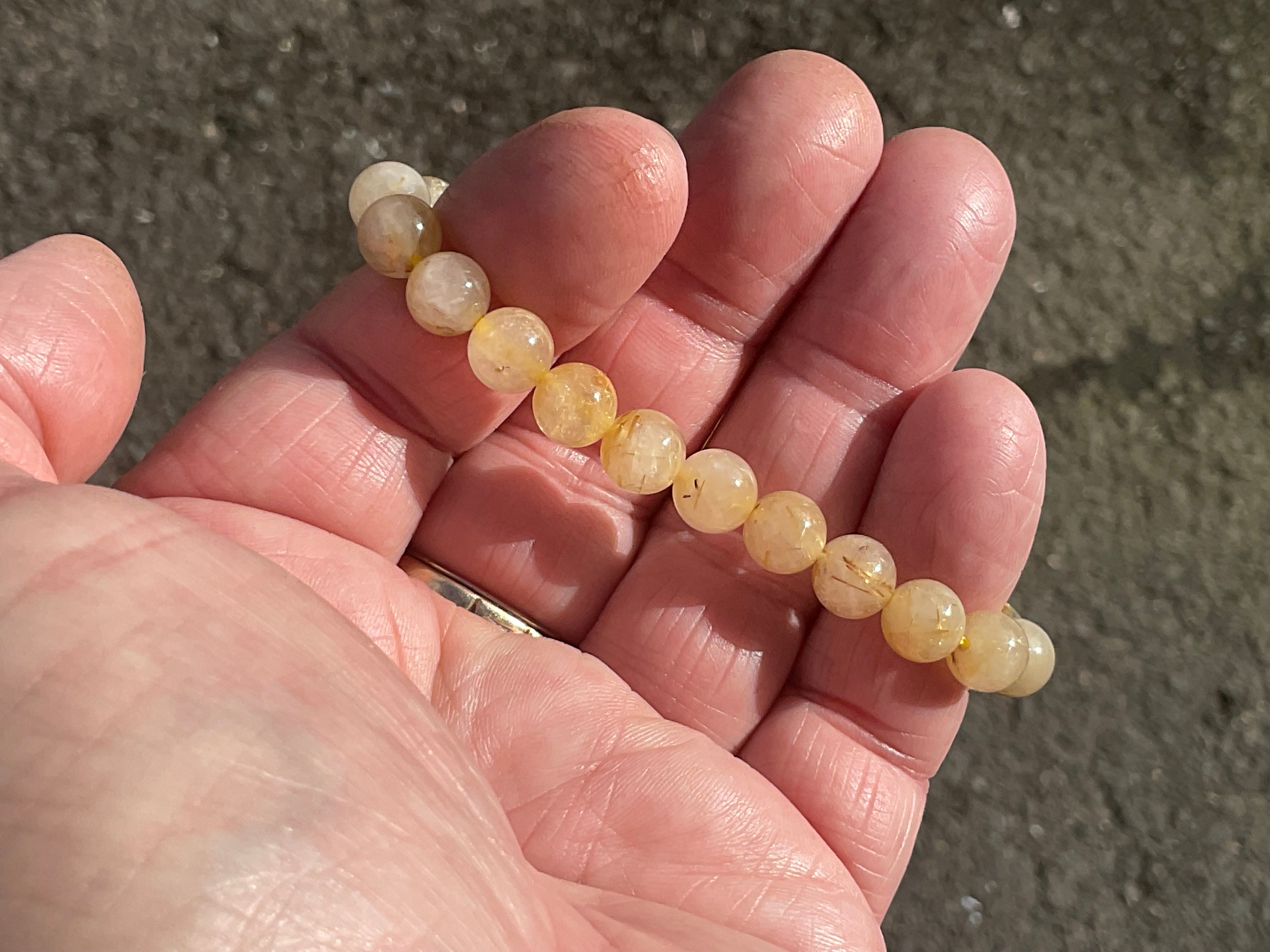 8mm Golden Rutile Quartz Bead Bracelet C