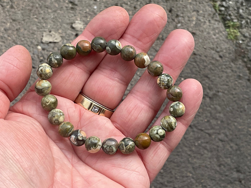 8mm Mt Hay Rhyolite (Amulet Stone) Bead Bracelet