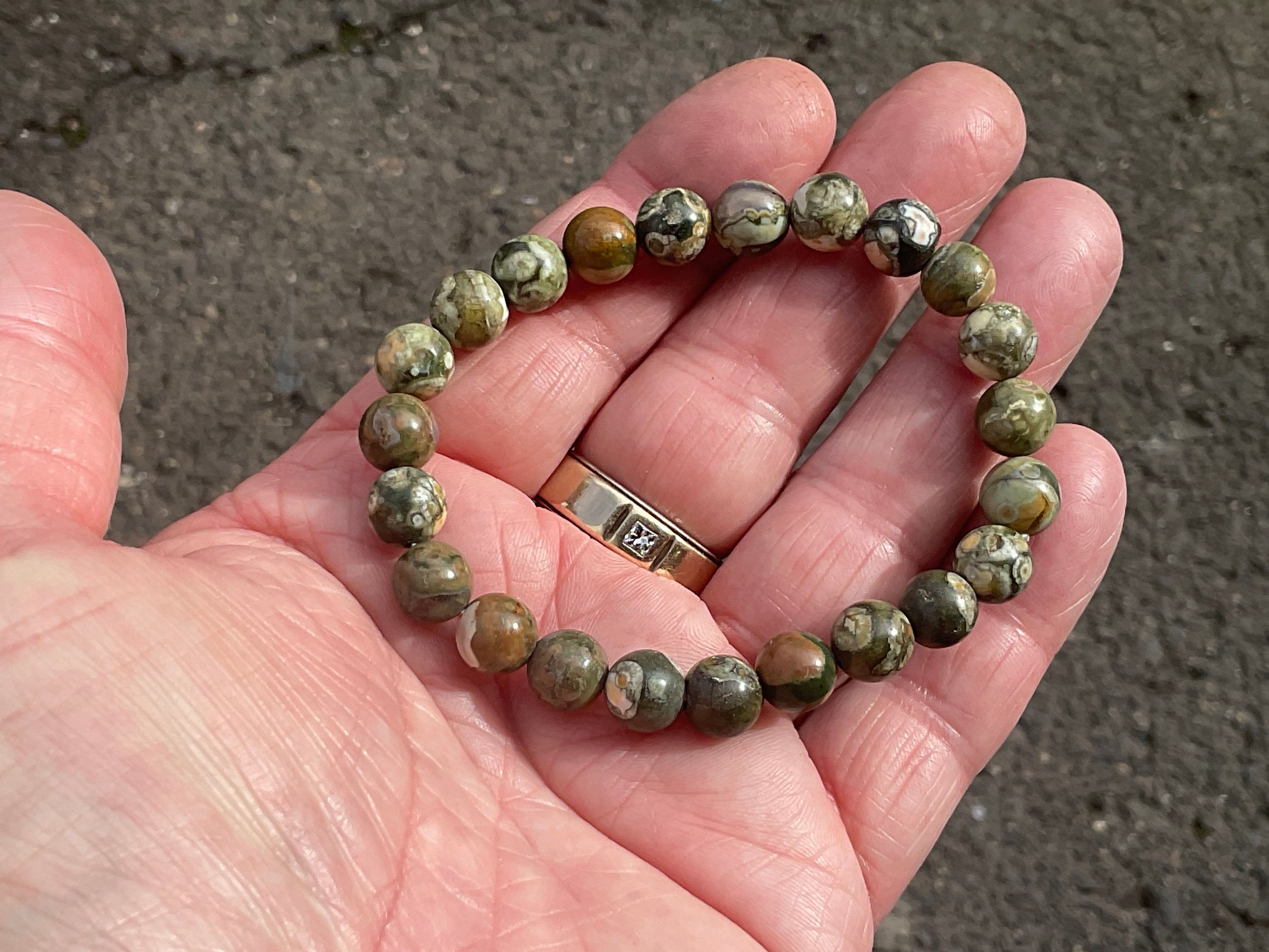 8mm Mt Hay Rhyolite (Amulet Stone) Bead Bracelet