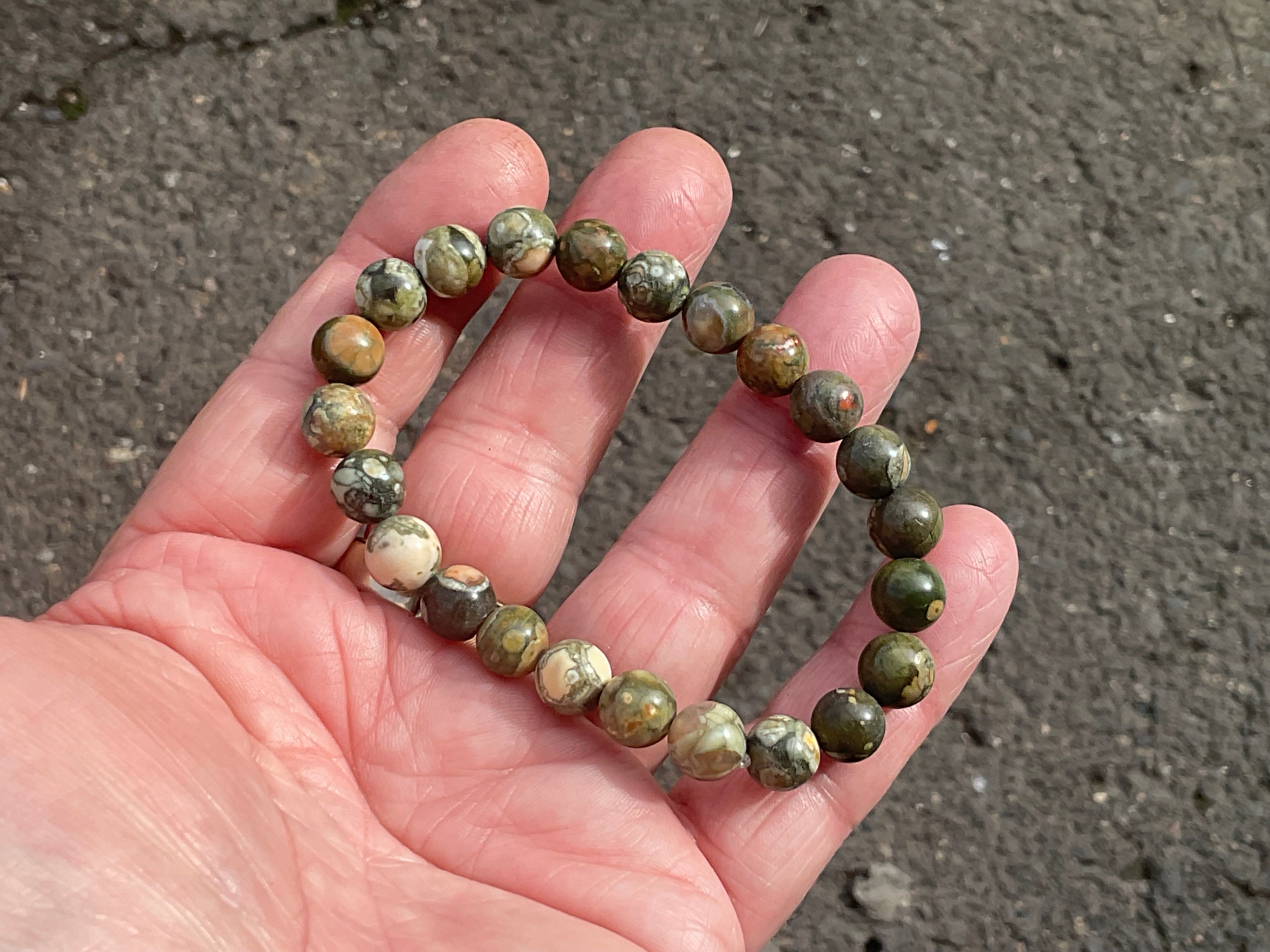 8mm Mt Hay Rhyolite (Amulet Stone) Bead Bracelet