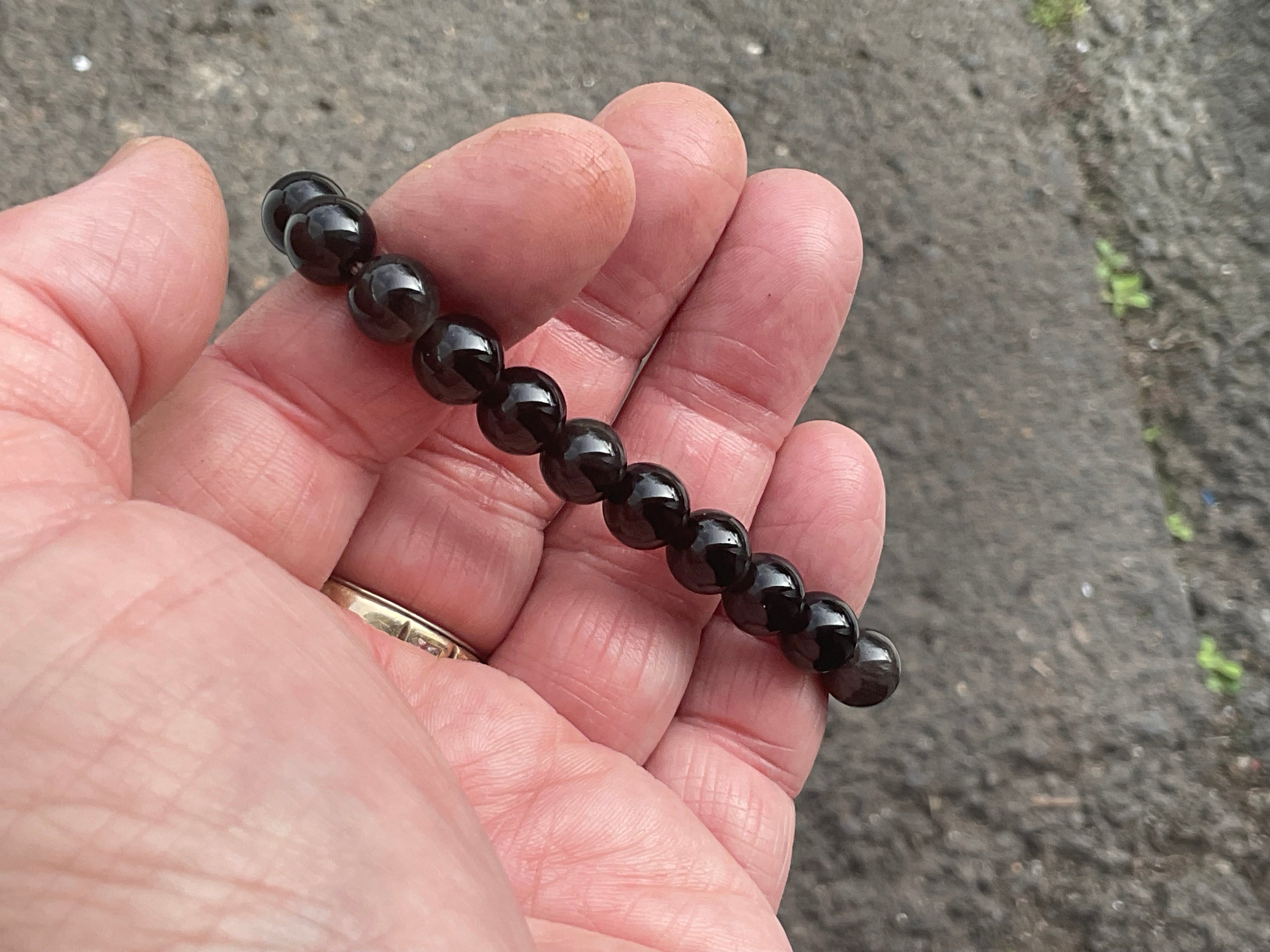 8mm Silver Sheen Obsidian Bead Bracelet