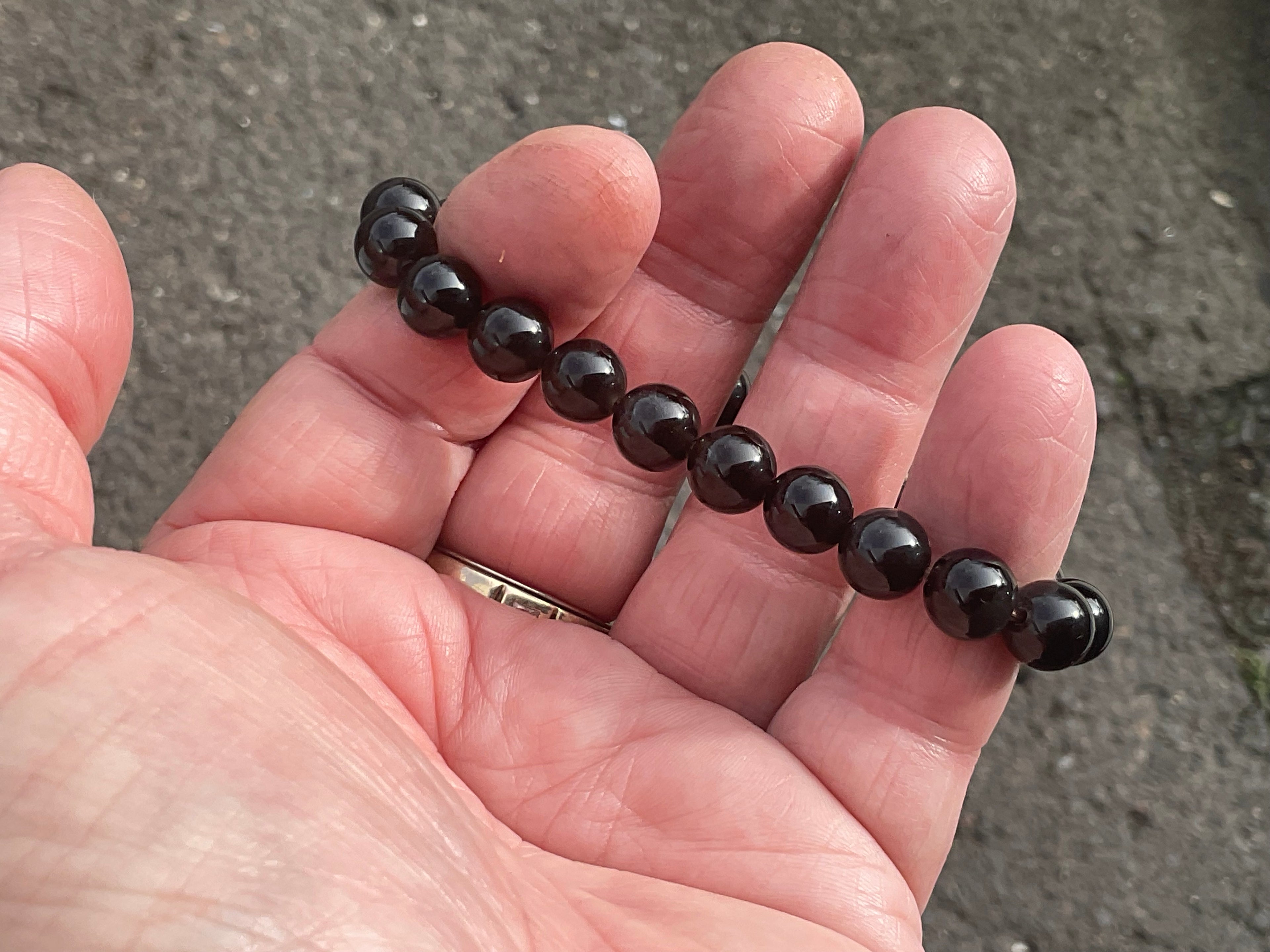 8mm Silver Sheen Obsidian Bead Bracelet