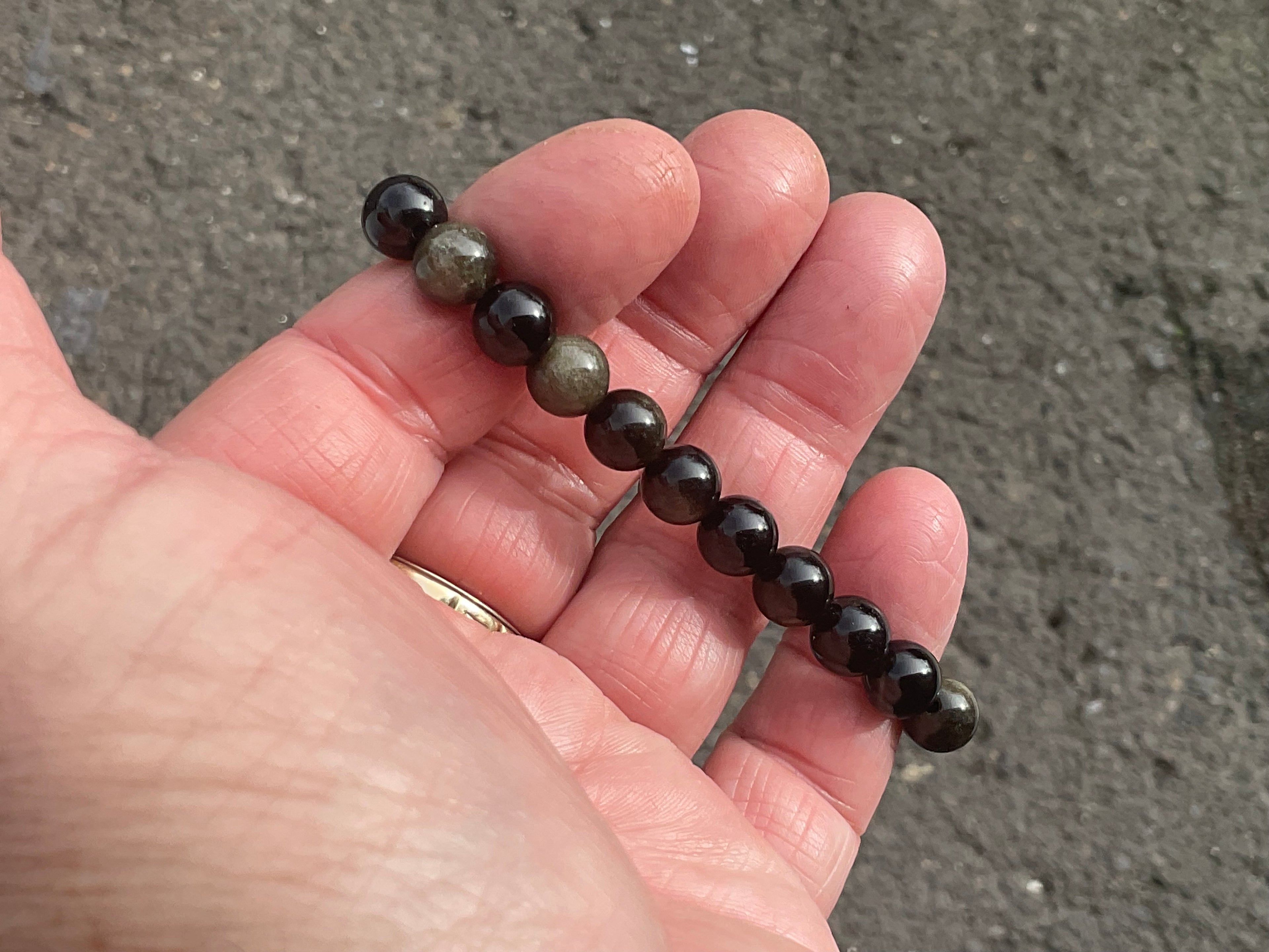8mm Gold Sheen Obsidian Bead Bracelet