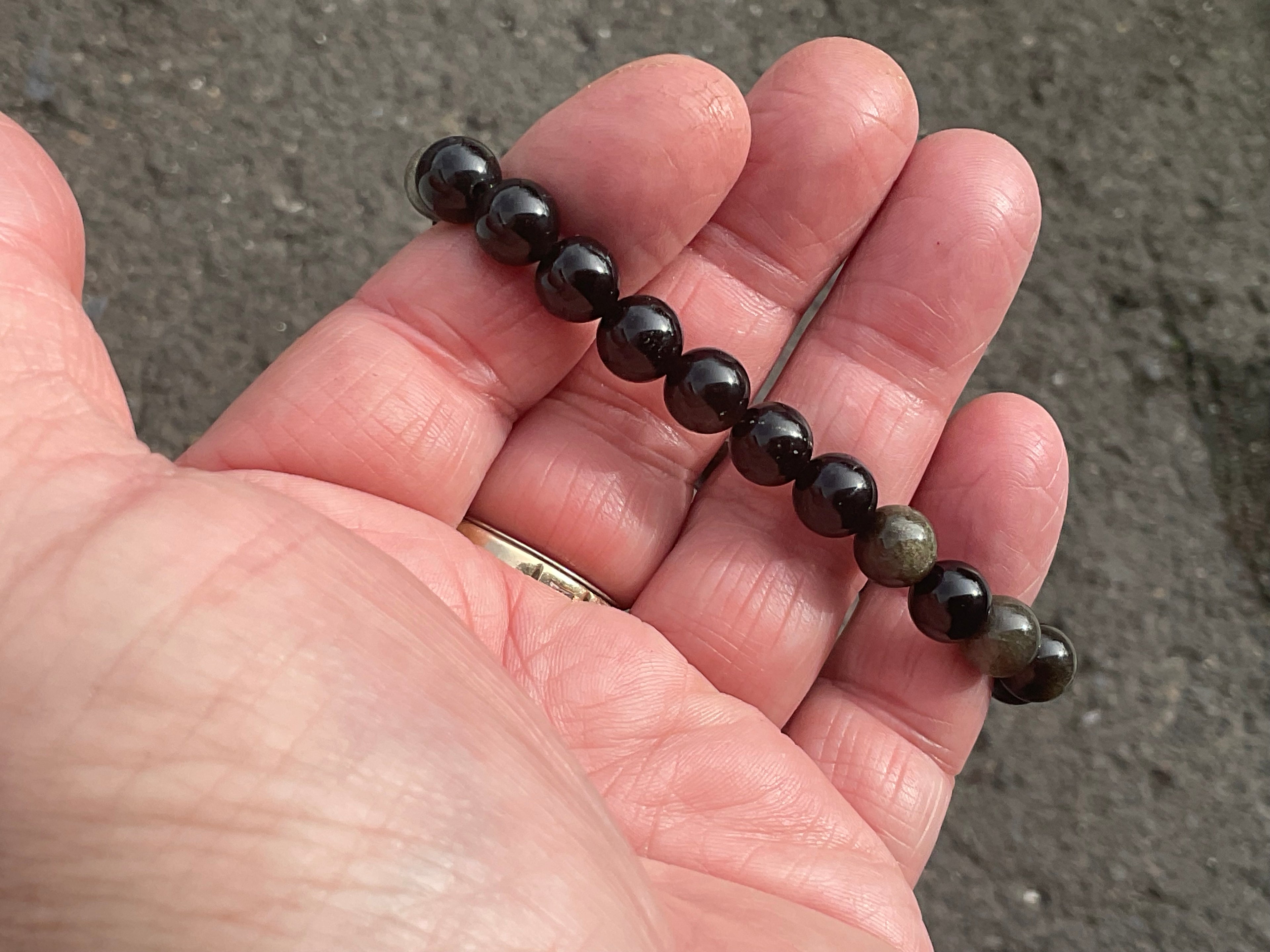 8mm Gold Sheen Obsidian Bead Bracelet