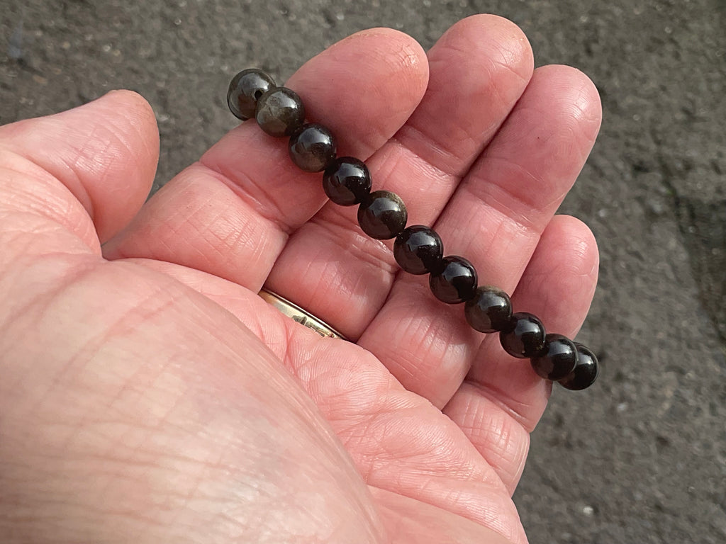 8mm Gold Sheen Obsidian Bead Bracelet