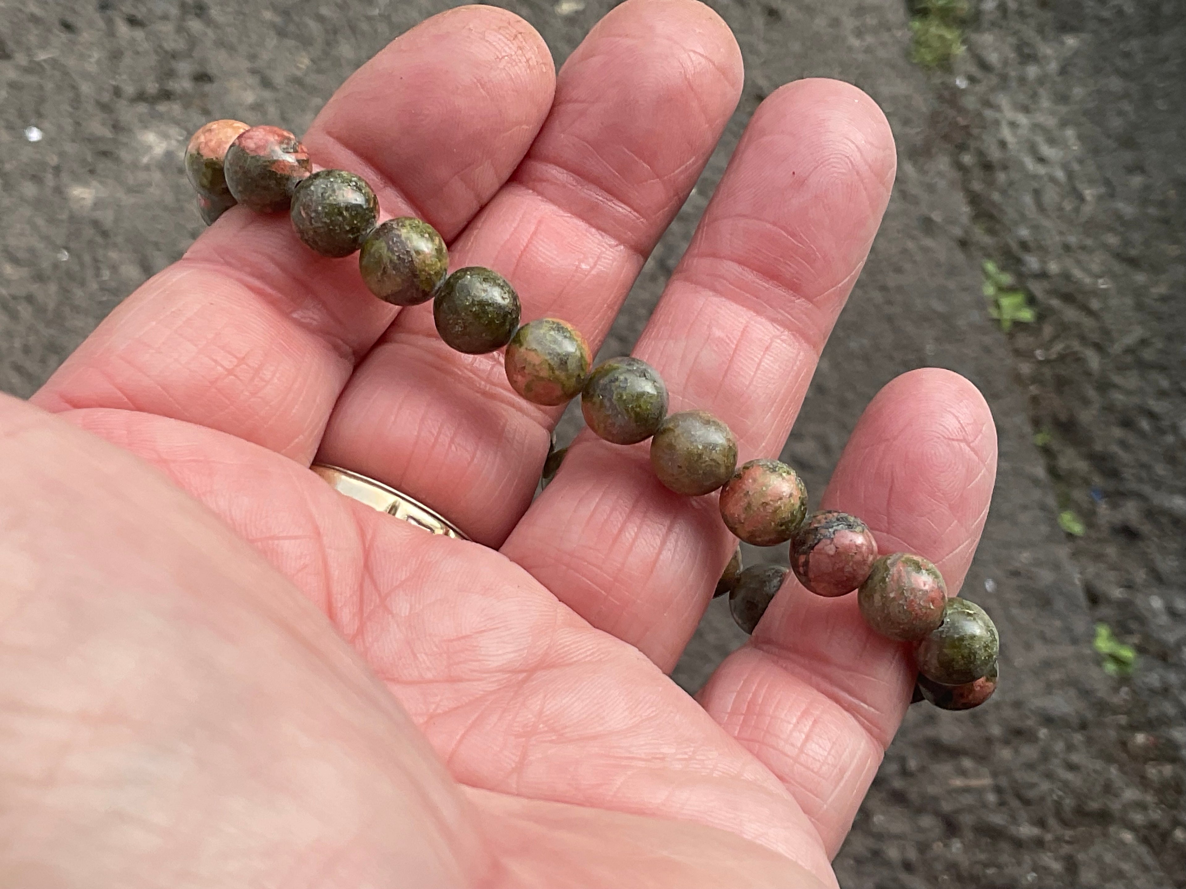 8mm Unakite Bead Bracelet