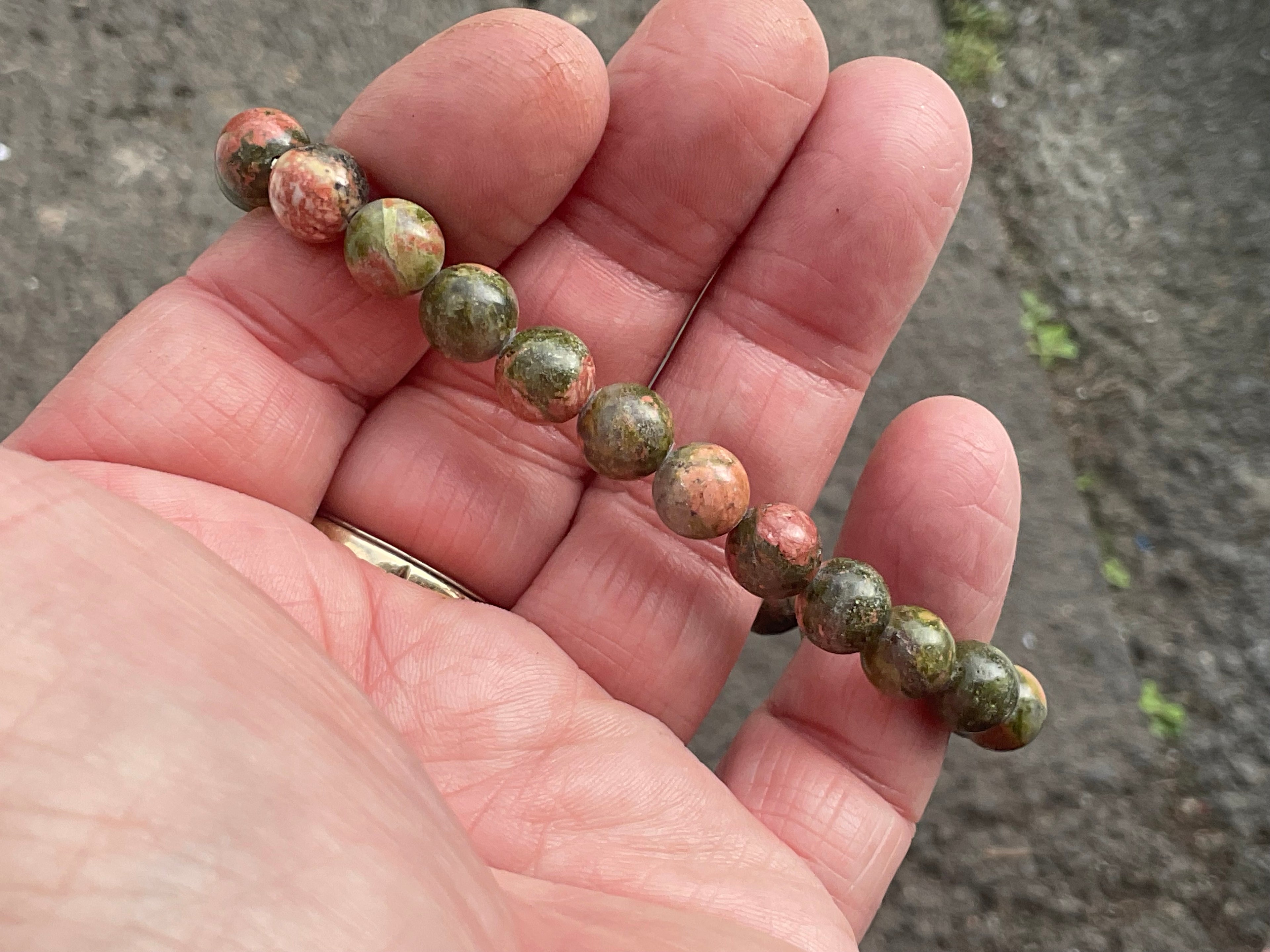 8mm Unakite Bead Bracelet