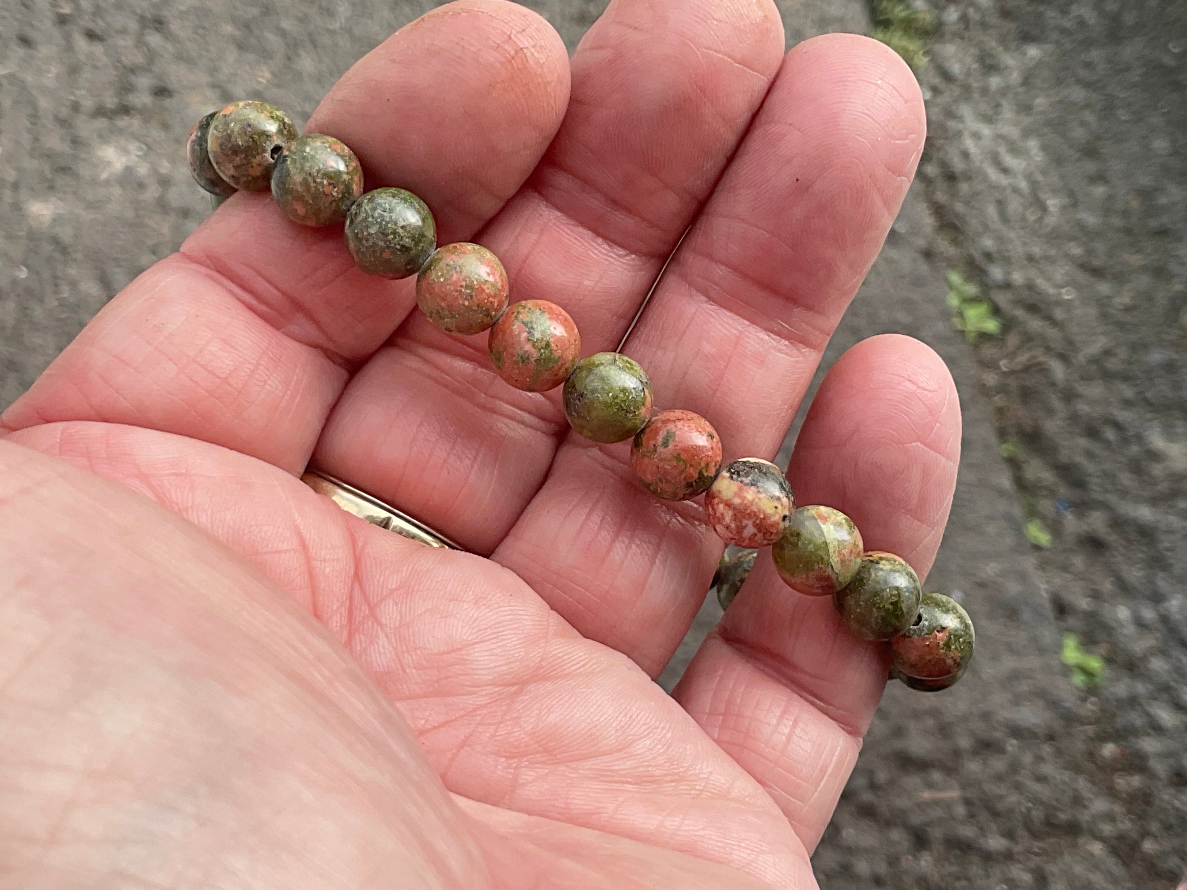 8mm Unakite Bead Bracelet