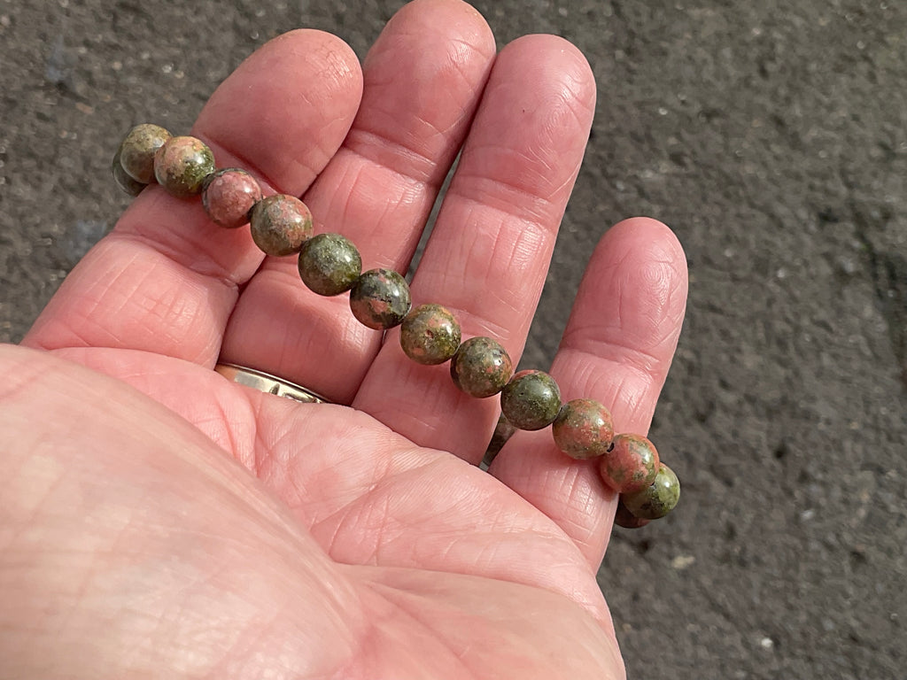 8mm Unakite Bead Bracelet