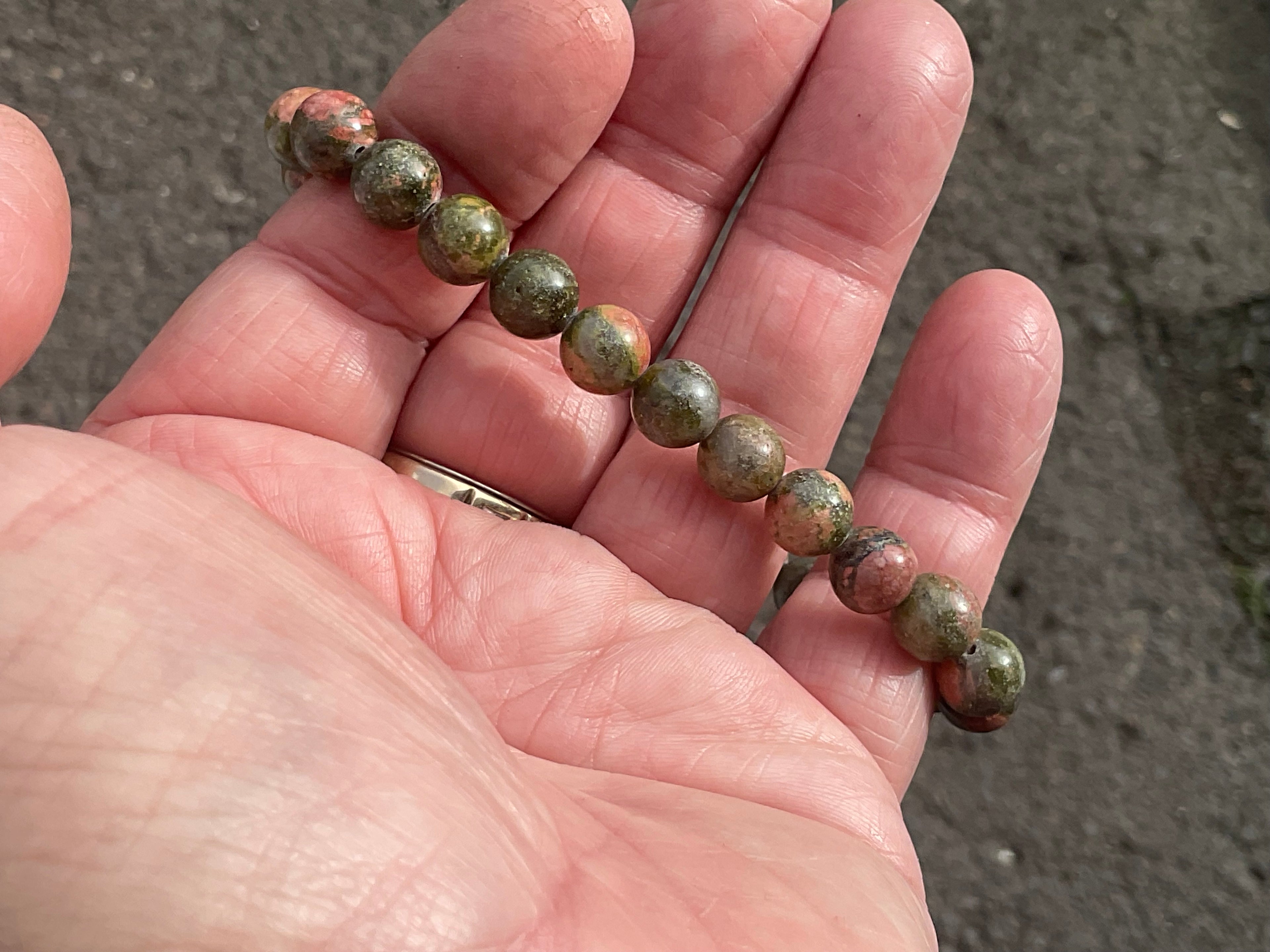 8mm Unakite Bead Bracelet
