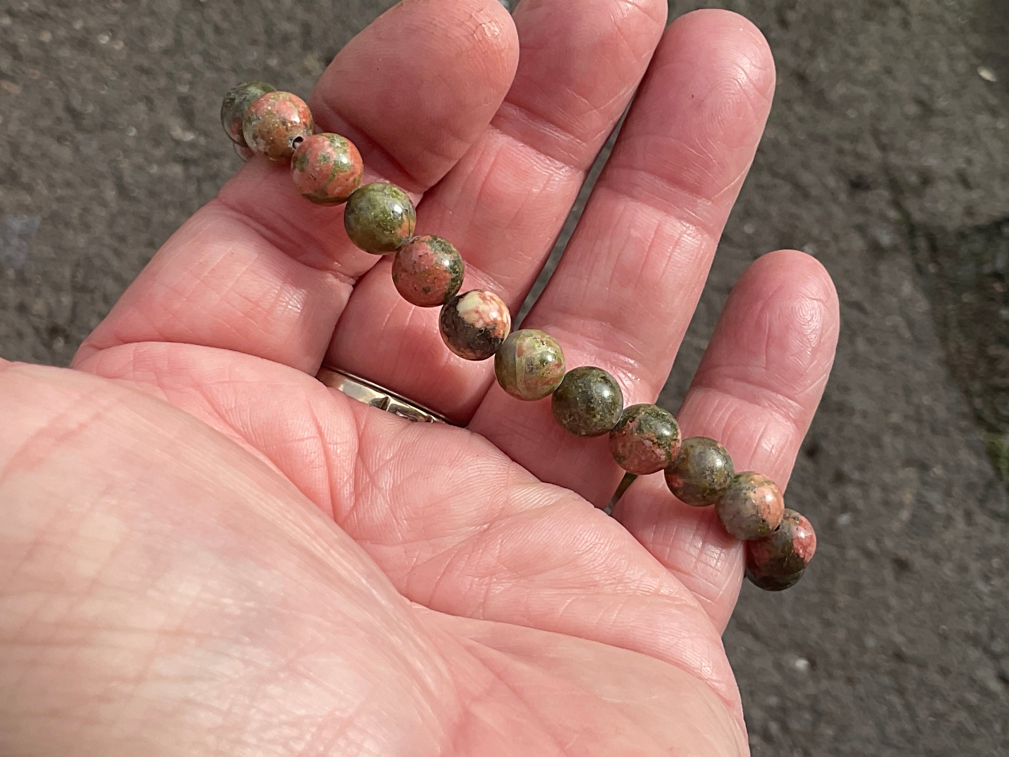 8mm Unakite Bead Bracelet