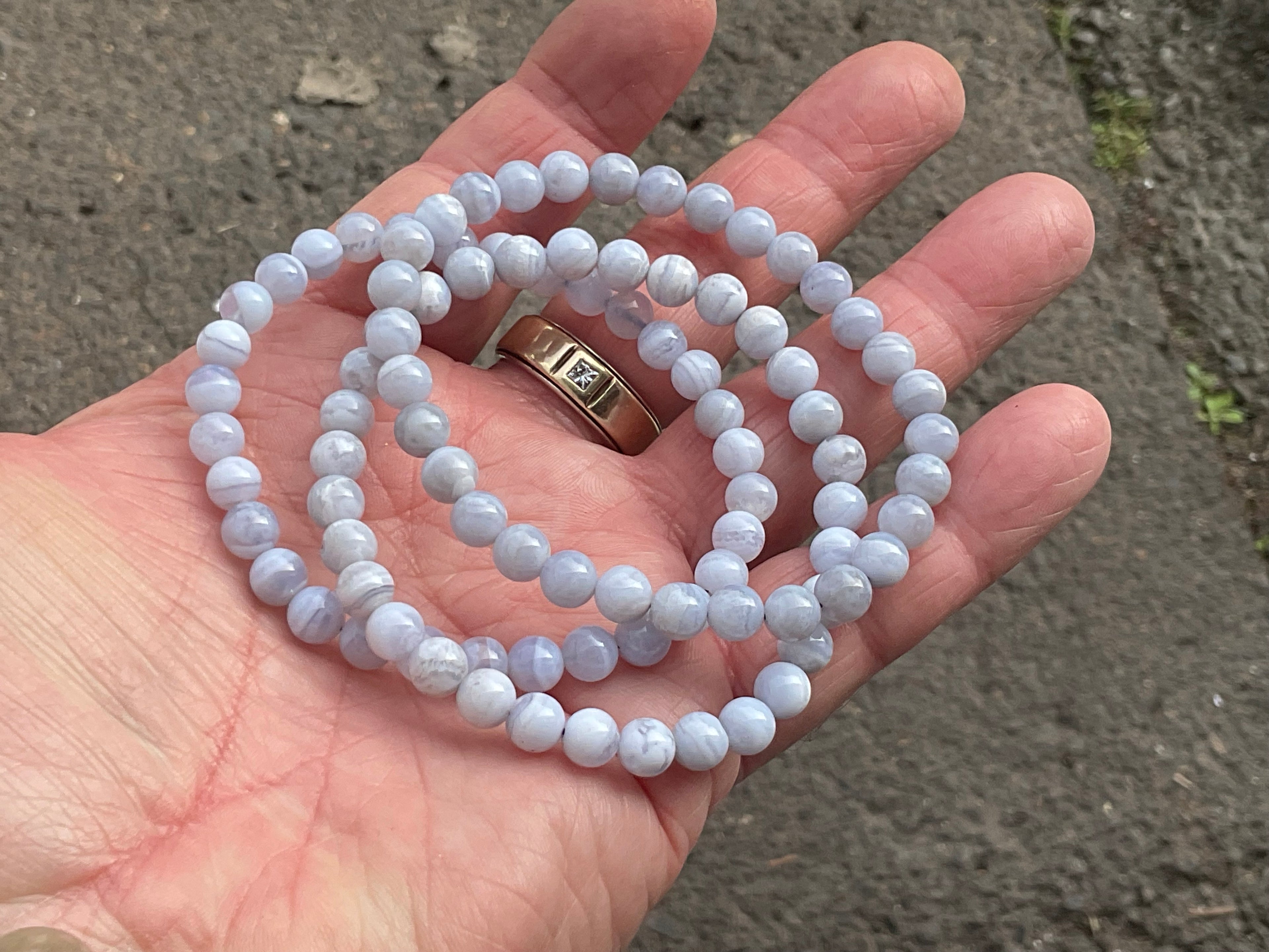 6mm Blue Lace Agate Bead Bracelet